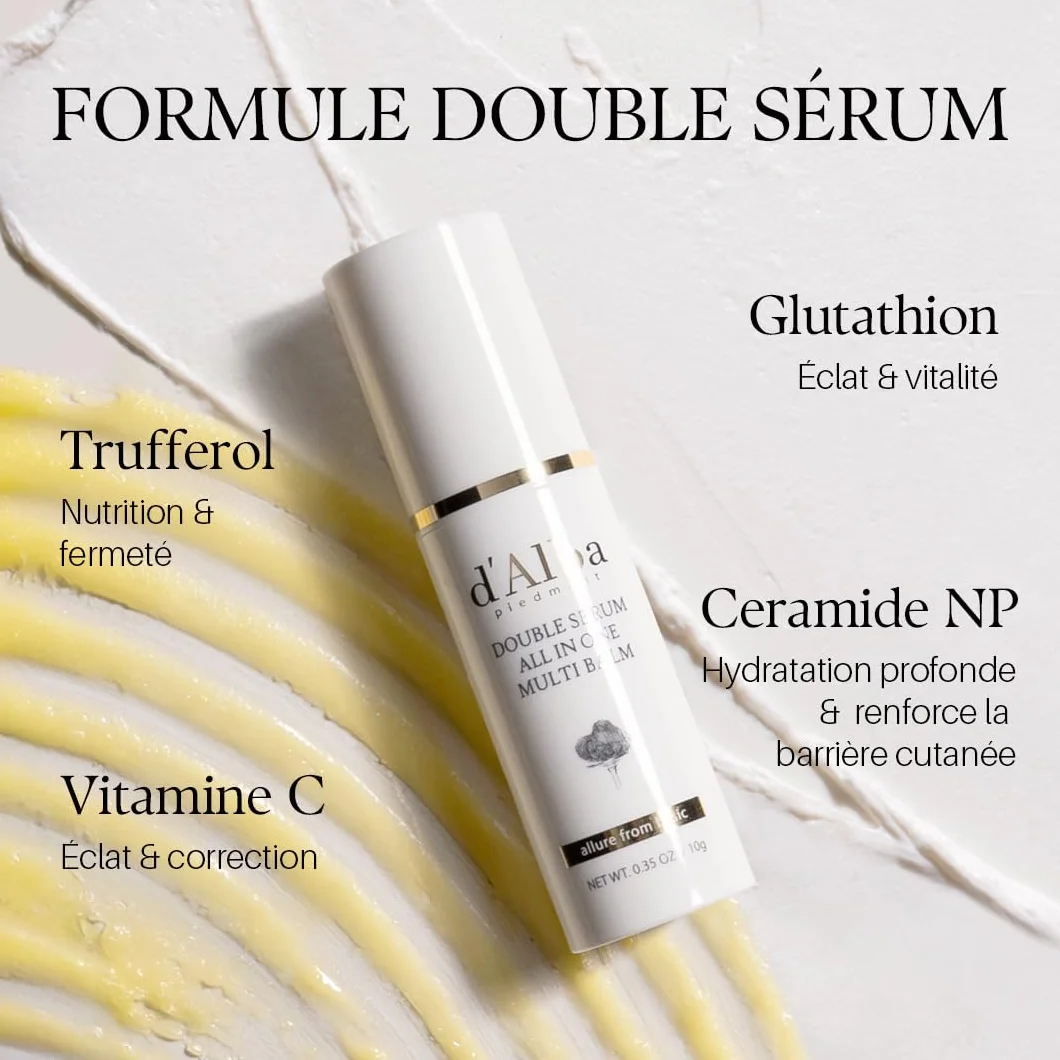 d'Alba Double Sérum à la Truffe Blanche Italienne Multi-Baume Tout-en-Un Soin de la Peau Végétalien Traitement 3-en-1 Baume des Yeux en Stick Soin Coréen