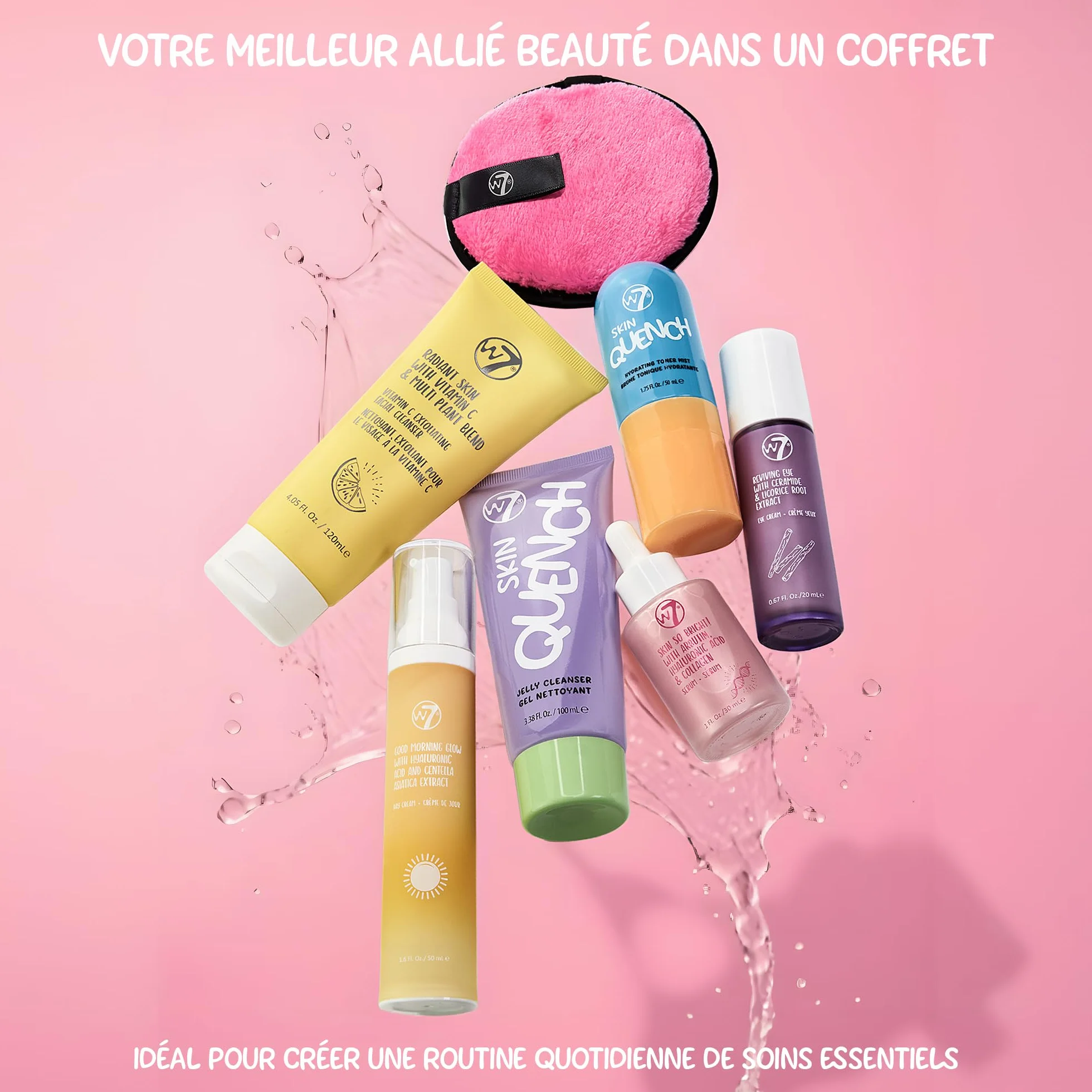 W7 Beauty Blast Skincare Secrets Coffret Cadeau | Crème de Jour, Sérum, Nettoyants, Brume, Crème Yeux, Lingettes