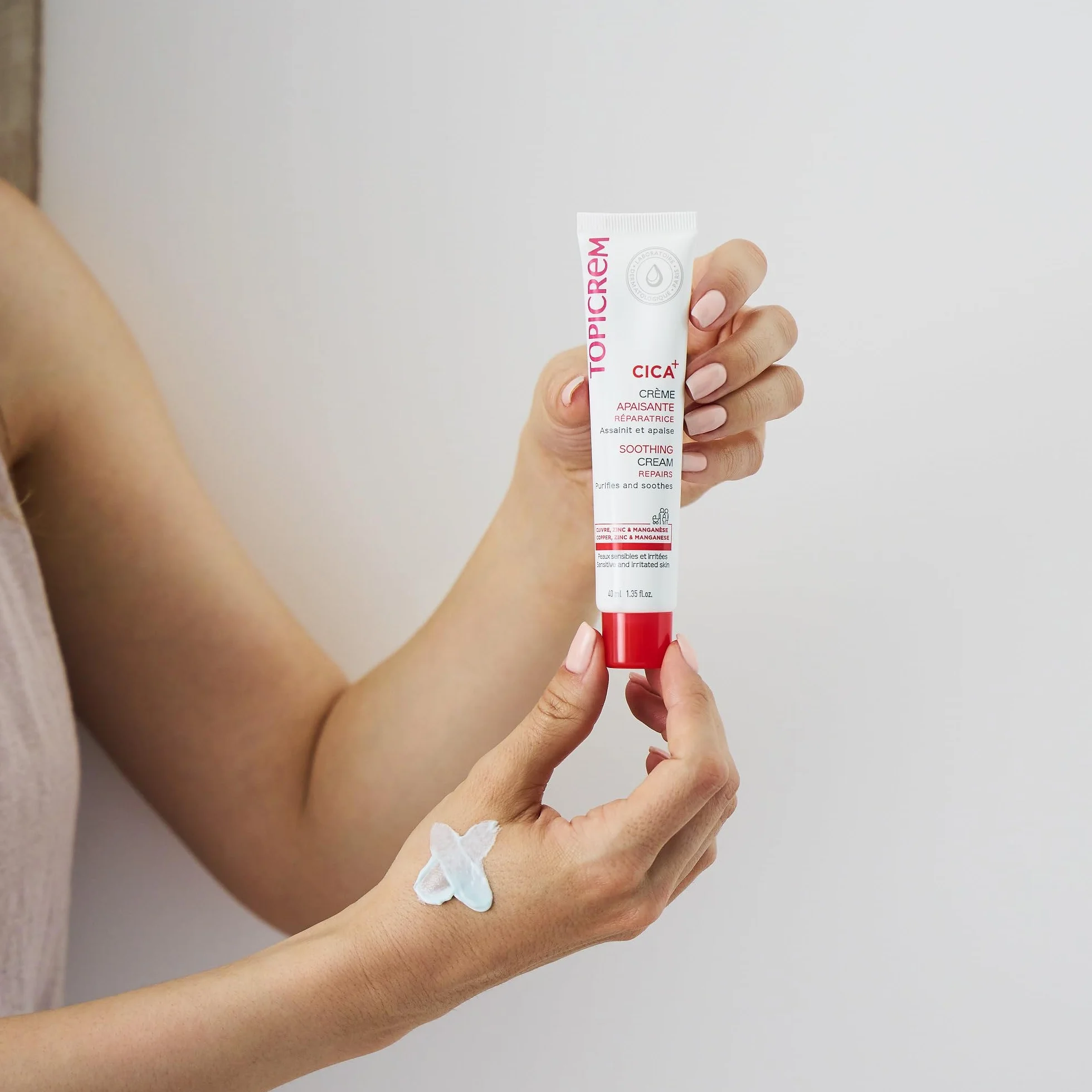 Topicrem CICA+ Crème Apaisante au Zinc et à l’Acide Hyaluronique pour Peau Sensible 40 ml