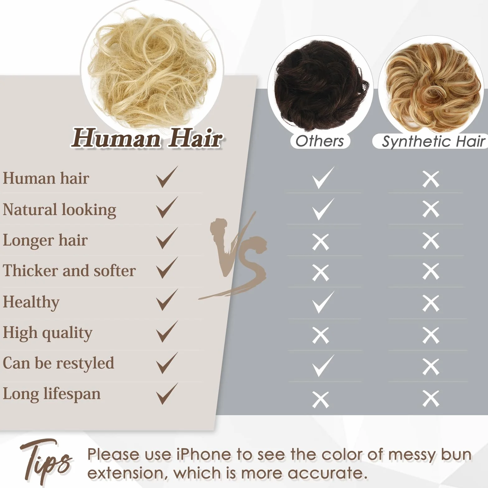 RUWISS Chignon Cheveux Humain, Faux Chignon Bouclés Ondulés Postiche Chignon Chouchou Cheveux Naturel pour Femme, 32g Blond Doré