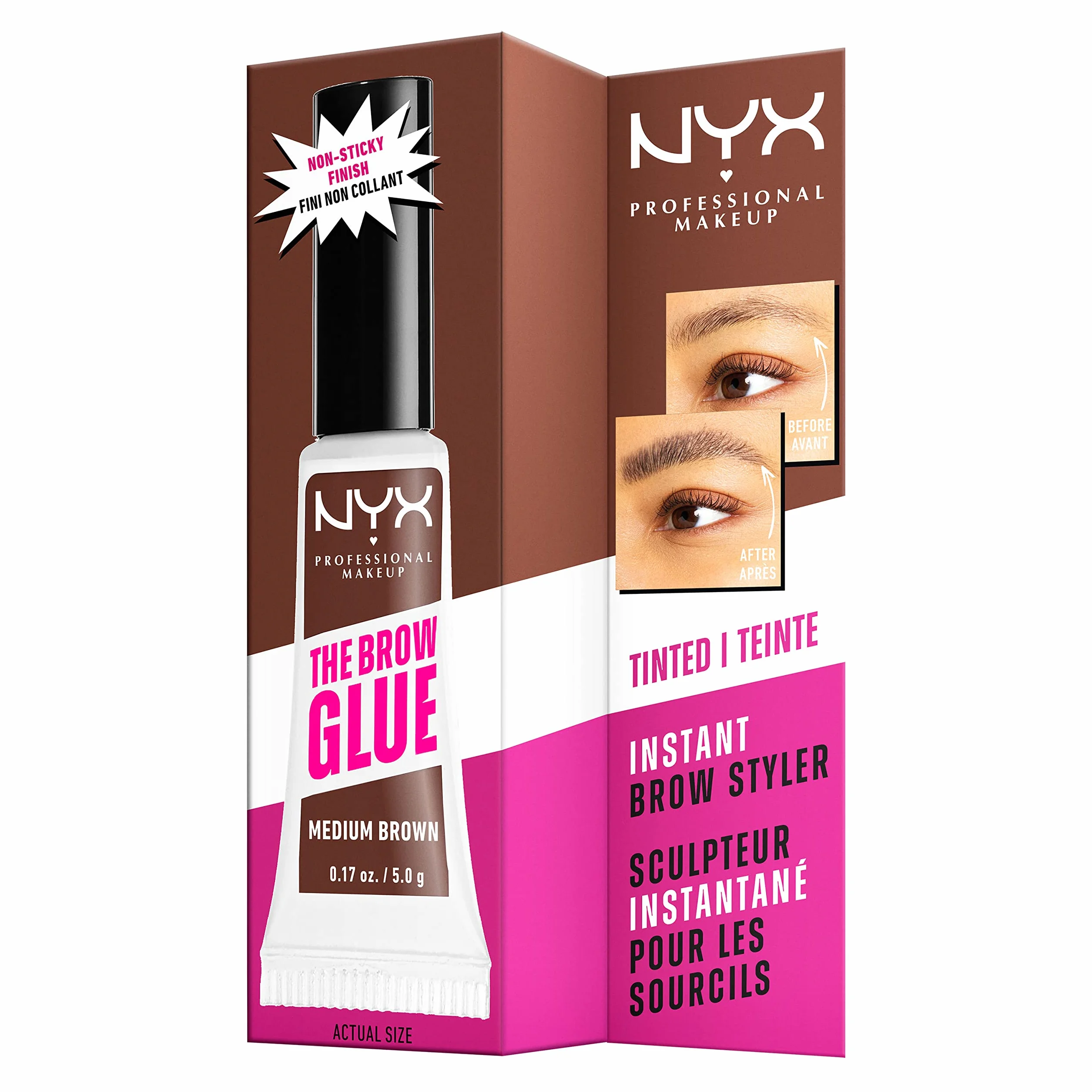 NYX Professional Makeup The Brow Glue Colle Fixatrice à Sourcils Teintée Tenue 16H Transparent