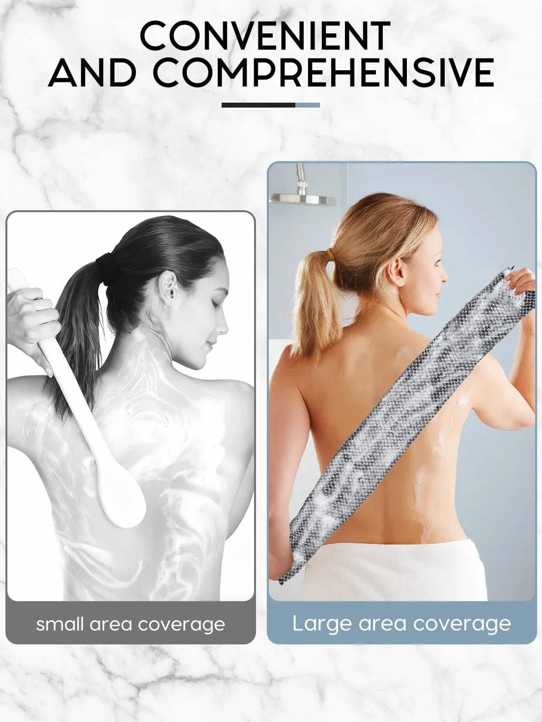 Blissal Lot de 2 serviettes de douche exfoliantes antibactériennes pour peau lisse, rose + noir