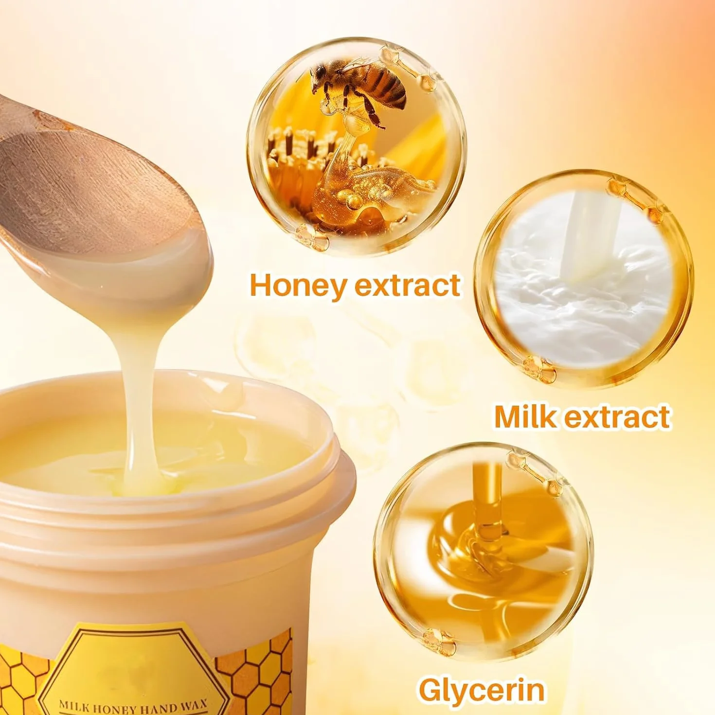 Masque exfoliant au miel et à la cire de lait pour les mains hydratant (1 pièce)