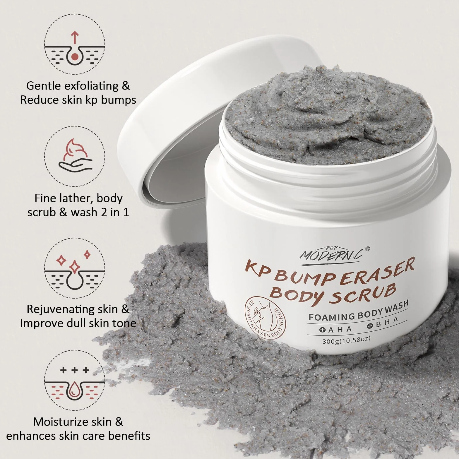 Gommage Corporel Kp Bump Eraser pour Kératose Pilaire Jambes à la Fraise Acide Salicylique AHA Exfoliant Corporel Kp Peau de Poulet