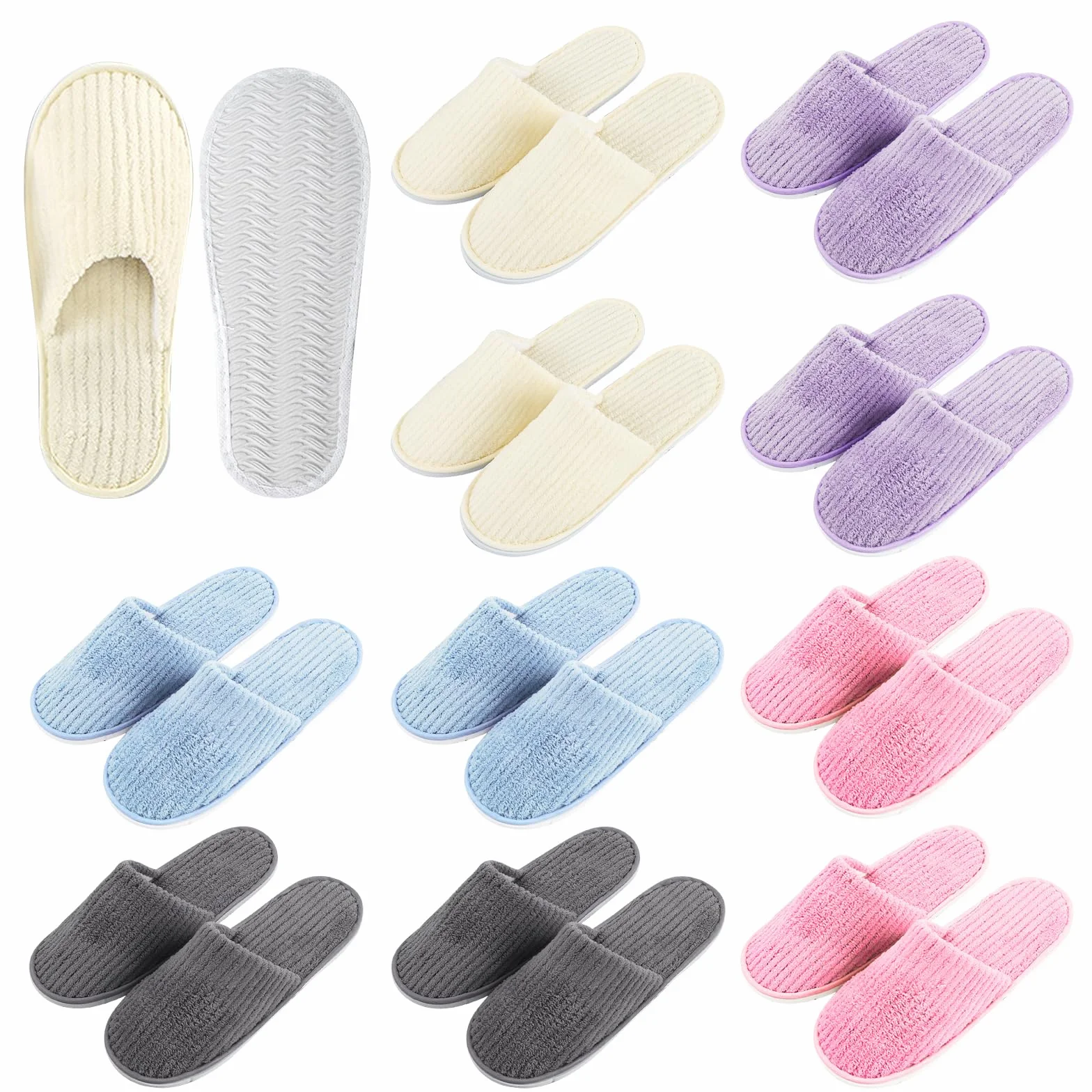 PORFOYO 10 Paires de Pantoufles, Chaussons Invités pour Hommes et Femmes, Pantoufle Hôtel, Pantoufles d'invités, Chausson Invites Portables, Slippers pour Maisons, Spas, Mariages, Voyages, 28 x11cm