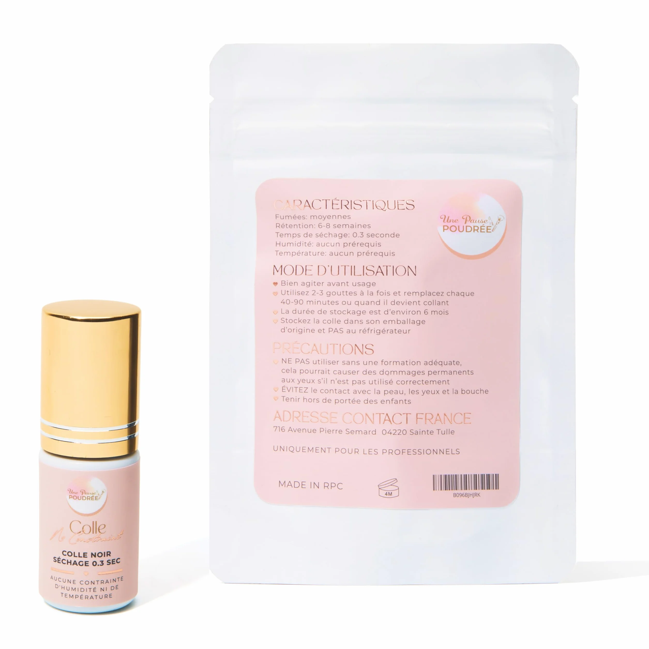 NoConstraint Colle Noire Professionnelle Extensions Cils Séchage Rapide 0,3s Vapeur Faible Haute rétention 6-8 semaines