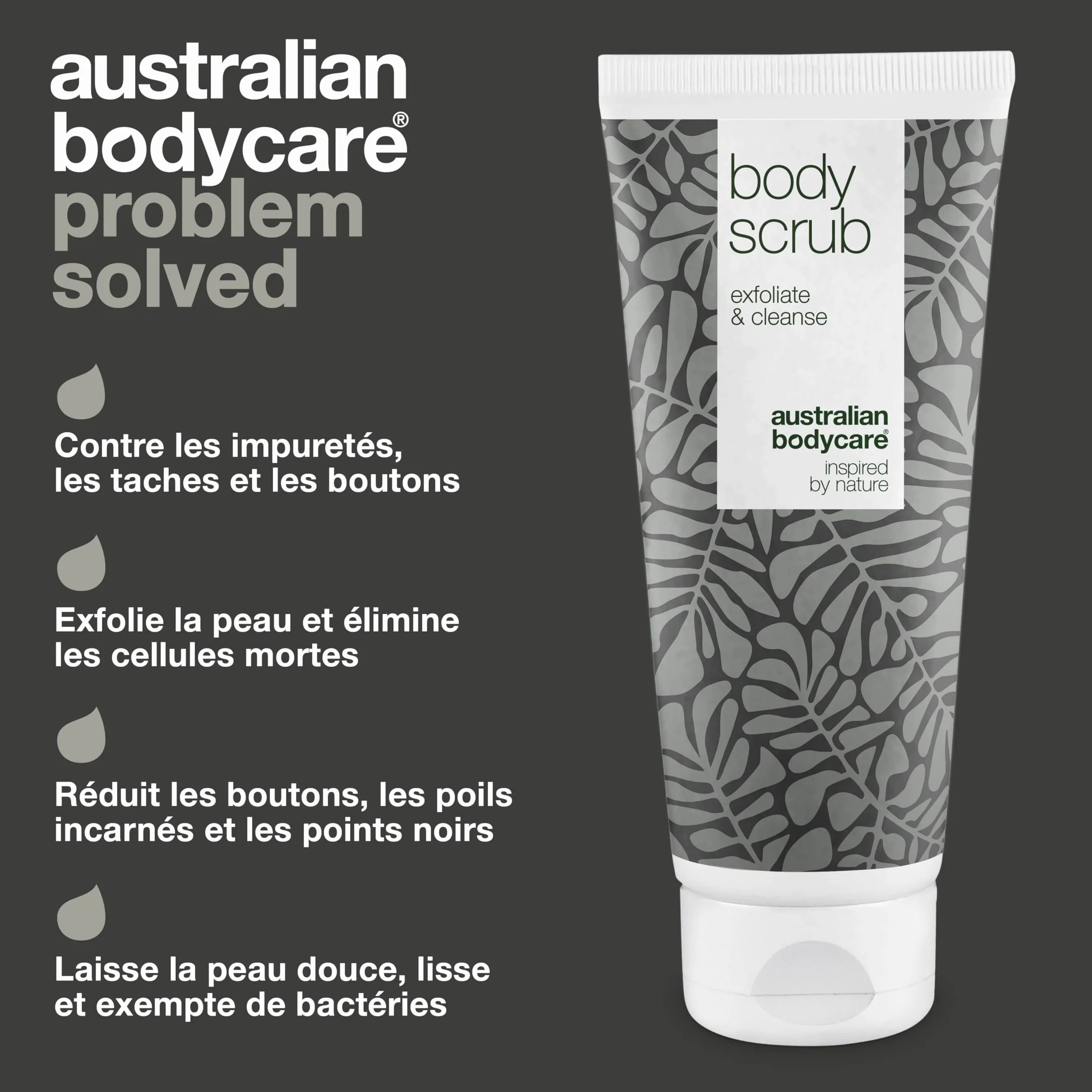 Australian Bodycare Gommage Corporelle Body Scrub 200 ml Exfoliant Impuretés Boutons Saletés Corps Dos Pieds Huile d’Arbre à Thé