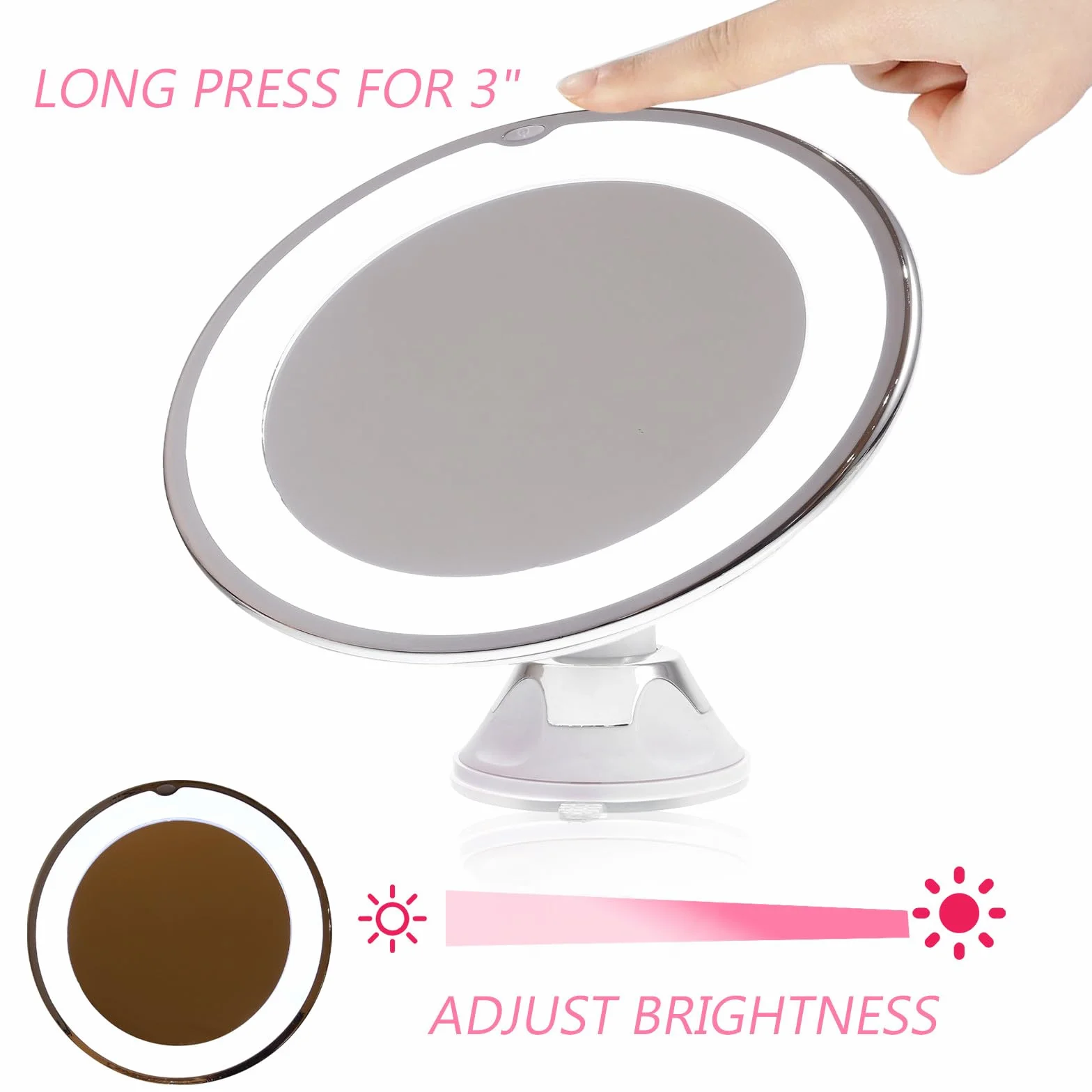 Miroir de Maquillage Grossissant X10 LED Naturel 7 Pouces
