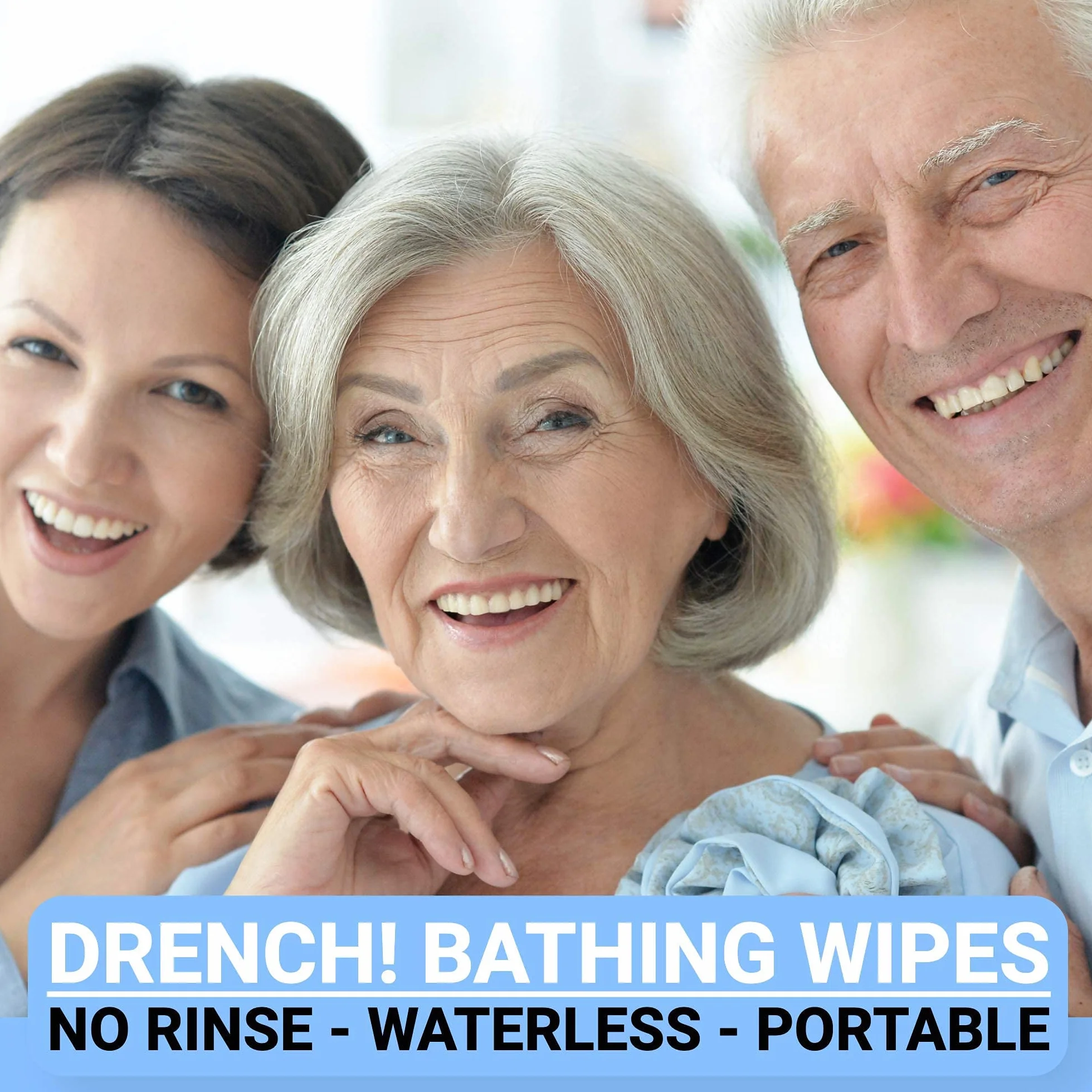 Drench! Lingettes Nettoyantes Douche - 5 Paquets de 12x Lingette Rafraichissante à L'Aloe Vera - Lingette Lavante pour Adultes et Personnes Âgées Compatible avec le Micro-Ondes