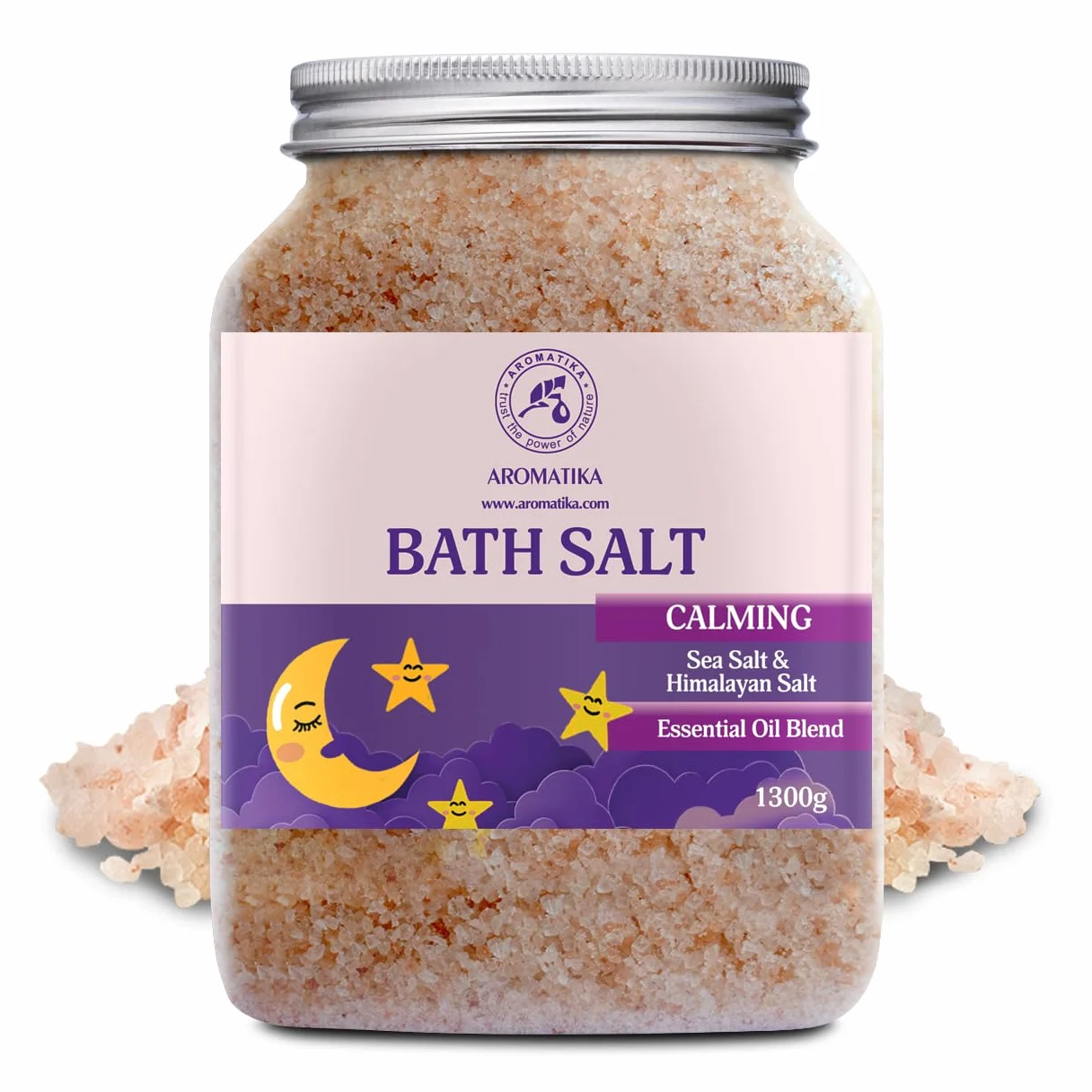 Sel de Bain Calmants 1300g - Huiles Essentielles de Bois de Lavande & Bergamote & Santal - Pur & Naturel - Bon Sommeil - Détente - Soulagement du Stress - Bain - Beauté - Relaxant