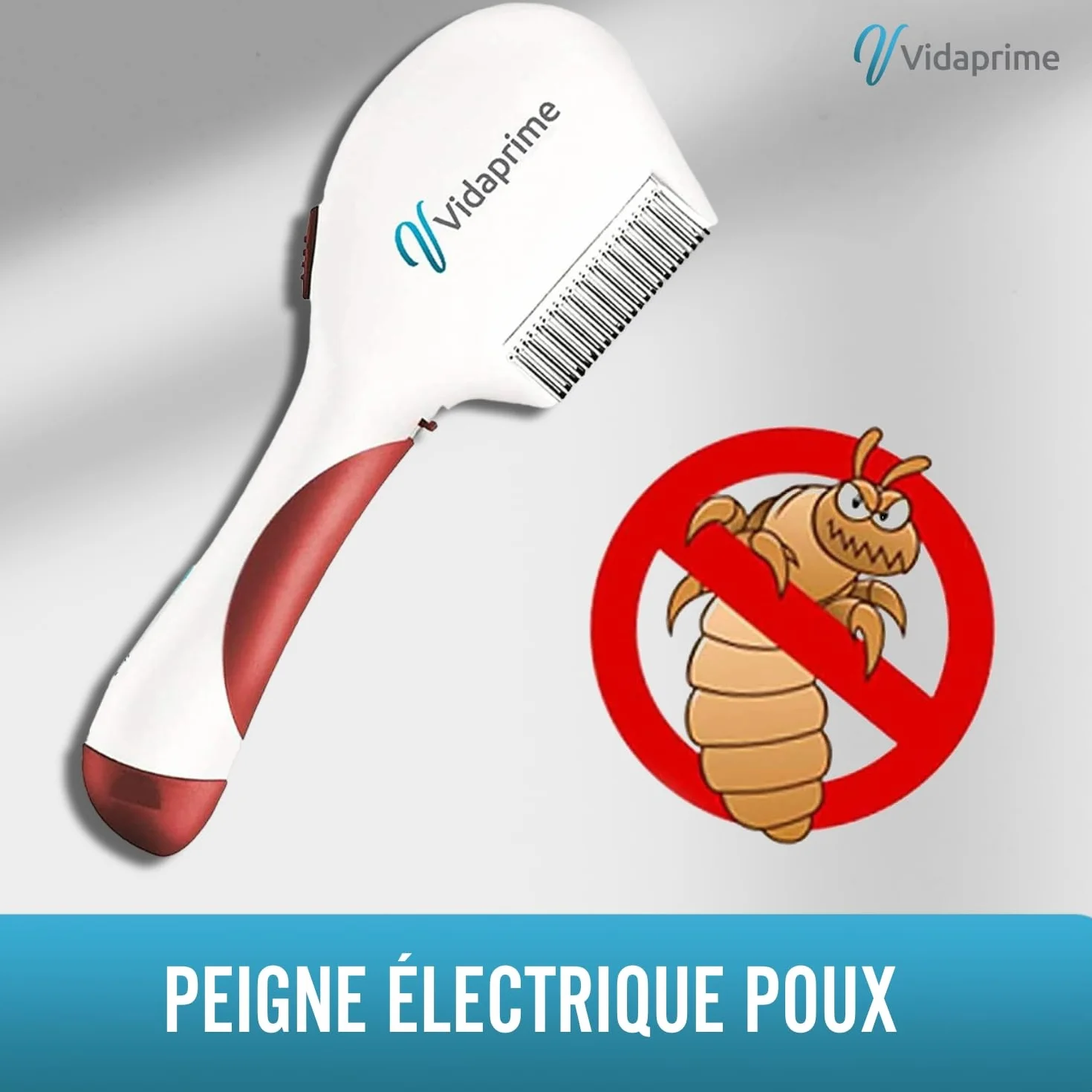 Vidaprime PEIGNE ELECTRIQUE - Peigne Anti Lentes - Efficace - BrosseContre les Poux - Soin Cheveux Optimal