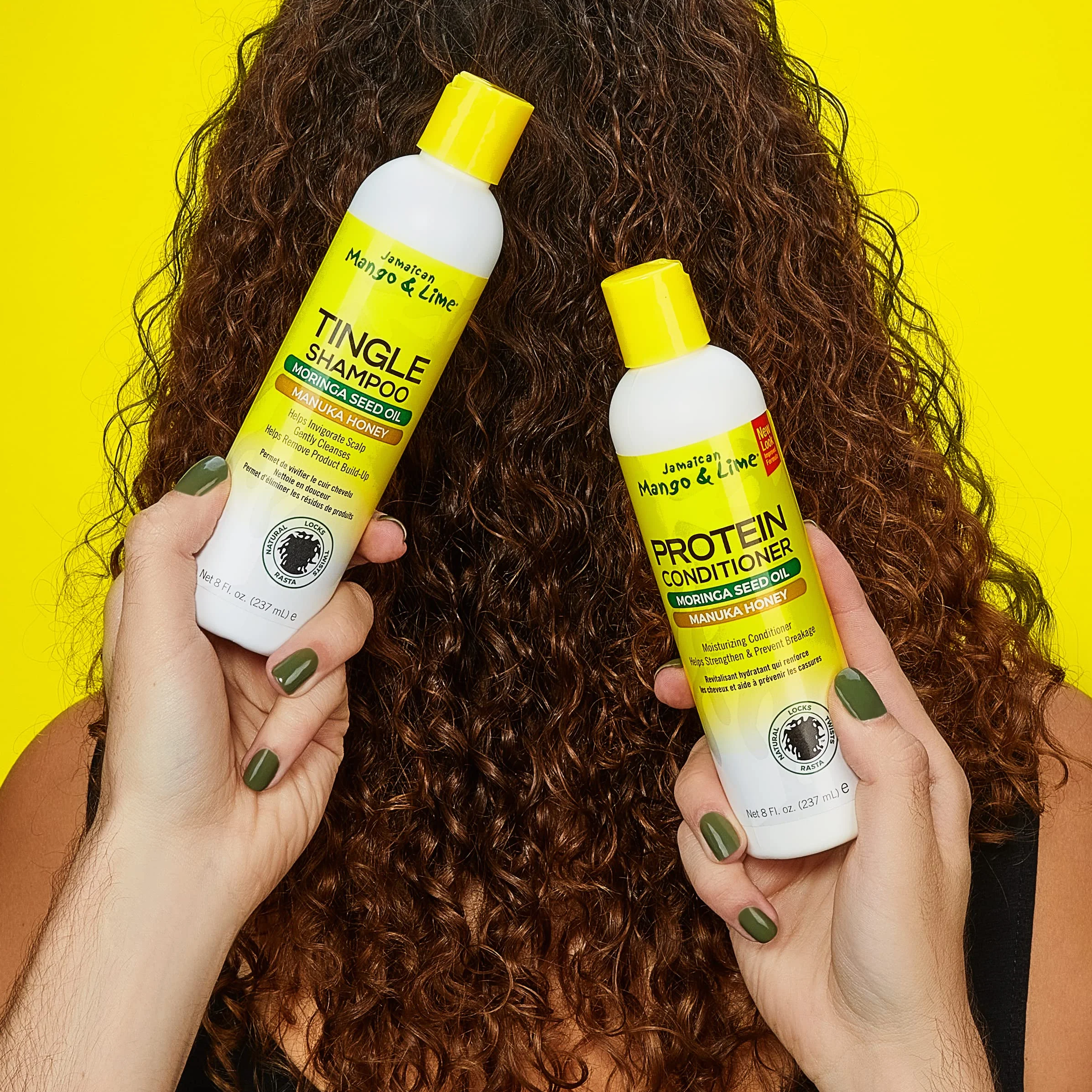 Lot de 2 shampoings et après-shampoing protéinés à la mangue de Jamaïque et au citron vert