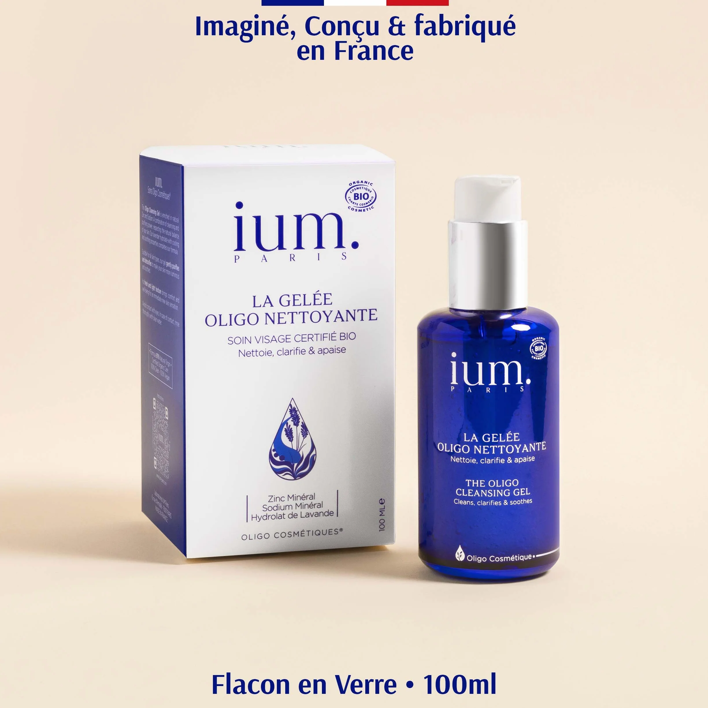 IUM Paris Gelée Nettoyante Visage Bio 100ml Zinc Lavande