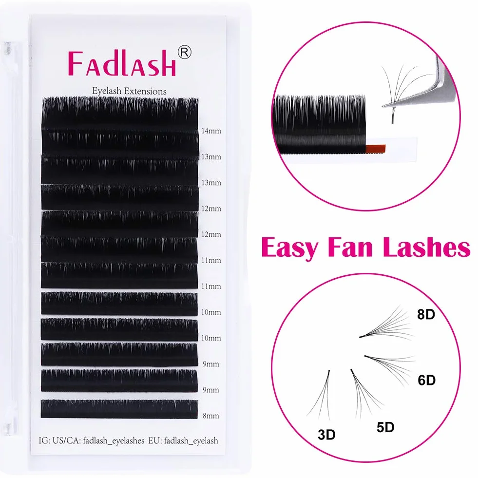 FADLASH Extension Cils Soie Volume Russe 0.07-CC Curl 8-14mm Easy Fanning