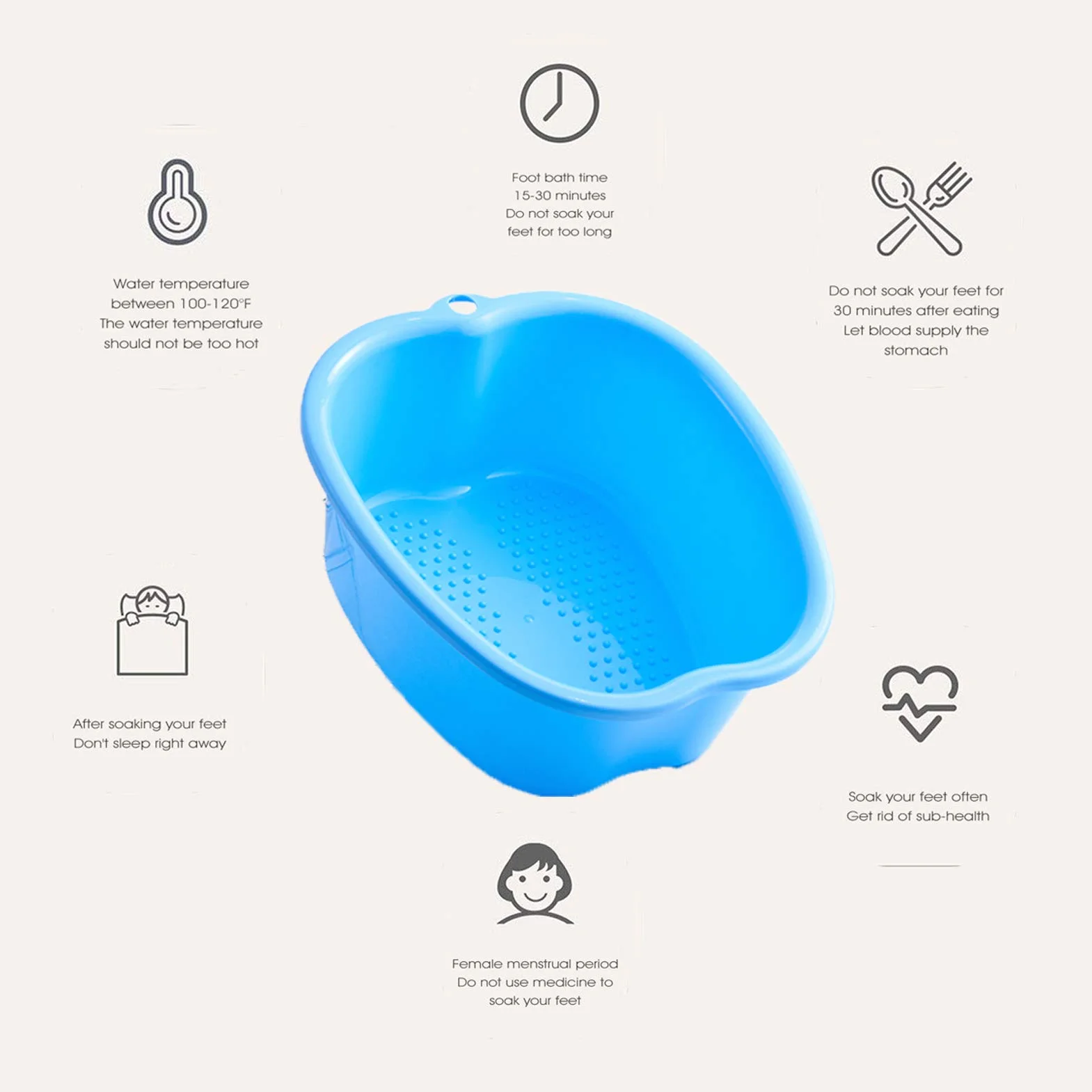 Bassin de Bain de Pieds, Spa d'eau et Massage des Pieds, pour Pédicures Tremper Les Pieds Détox et Massage, éPais et Robuste Bassine Pied Parfait Pour Tremper Les Pieds (Blue)