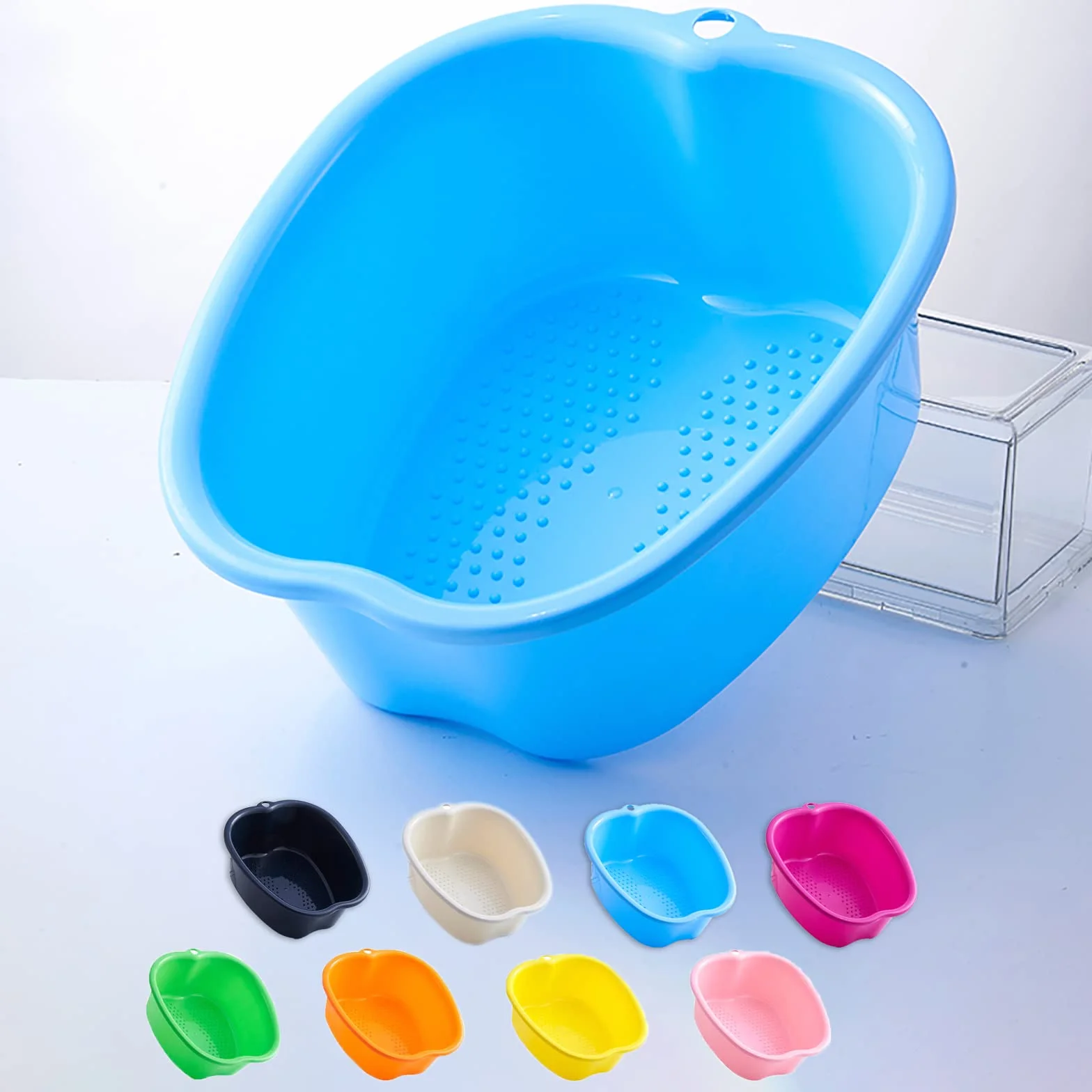 Bassin de Bain de Pieds, Spa d'eau et Massage des Pieds, pour Pédicures Tremper Les Pieds Détox et Massage, éPais et Robuste Bassine Pied Parfait Pour Tremper Les Pieds (Blue)