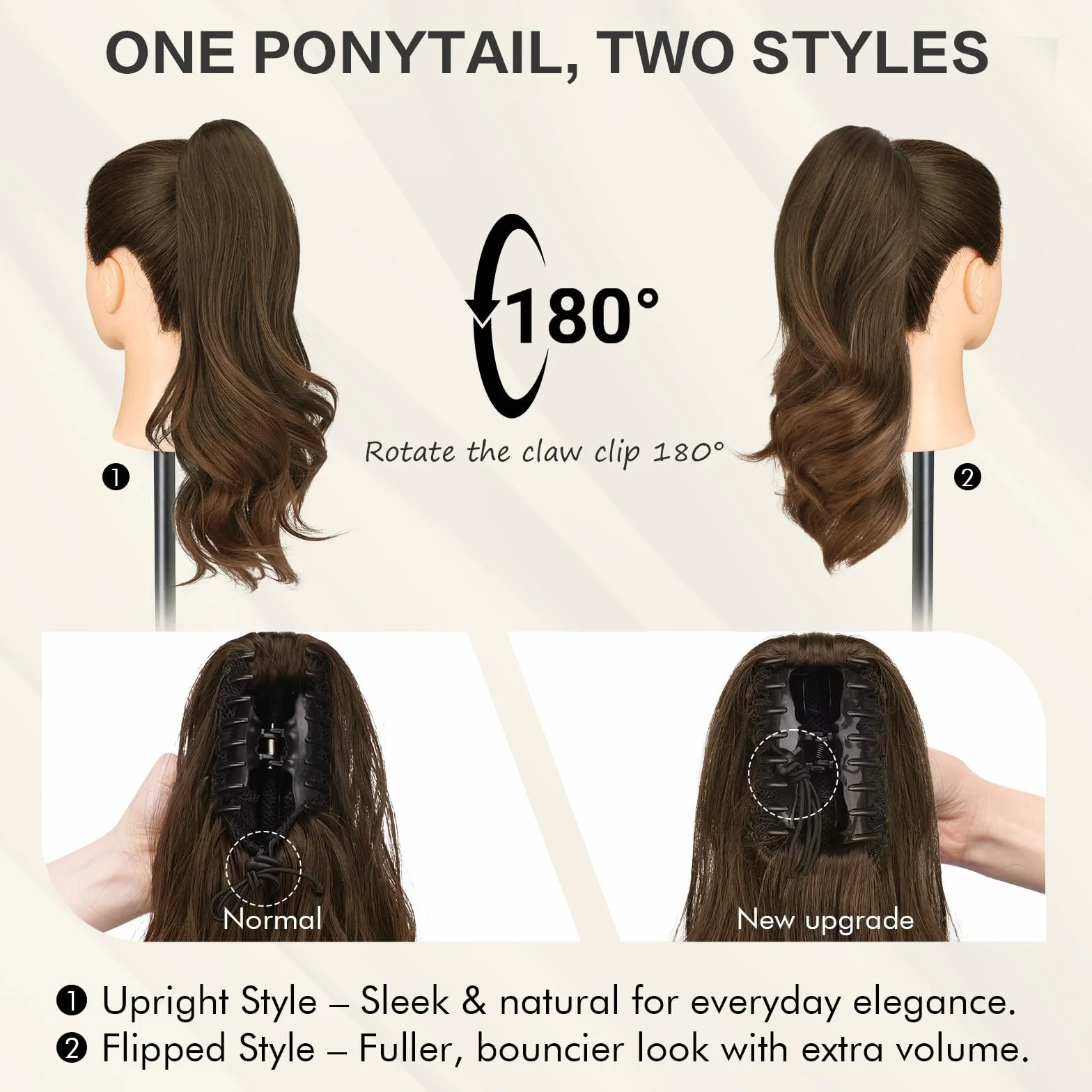 Sofeiyan Queue de Cheval Longue et Ondulée avec Pince, Extension de Queue de Cheval à Double Usage, 41 cm Synthétique Pince à de Ponytail Cheveux pour Femmes, Blond Miel avec des Mèches Blond Platine