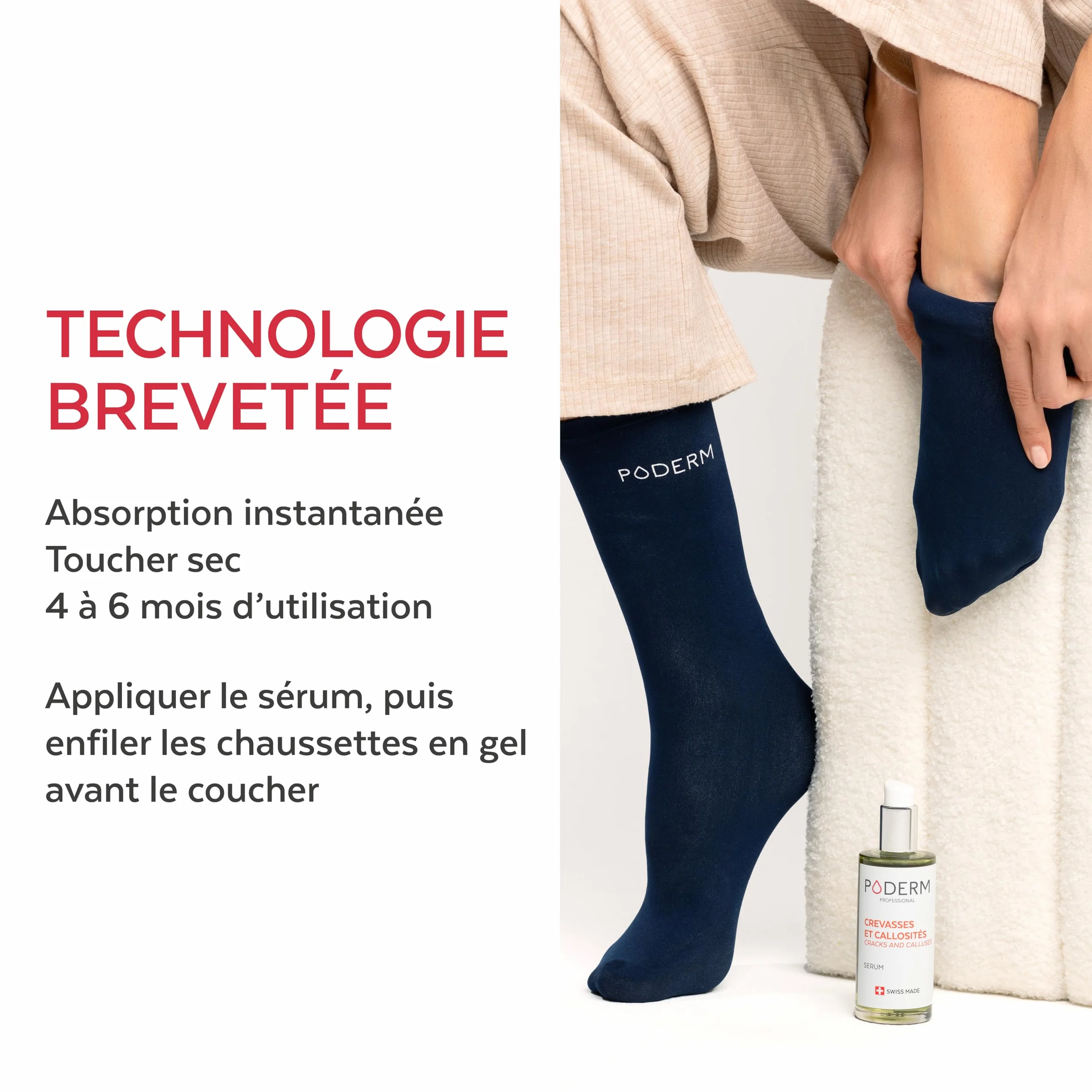 PODERM Soin Intensif Nuit 8H Crevasses Callosités Pieds 100% Naturels Swiss Made