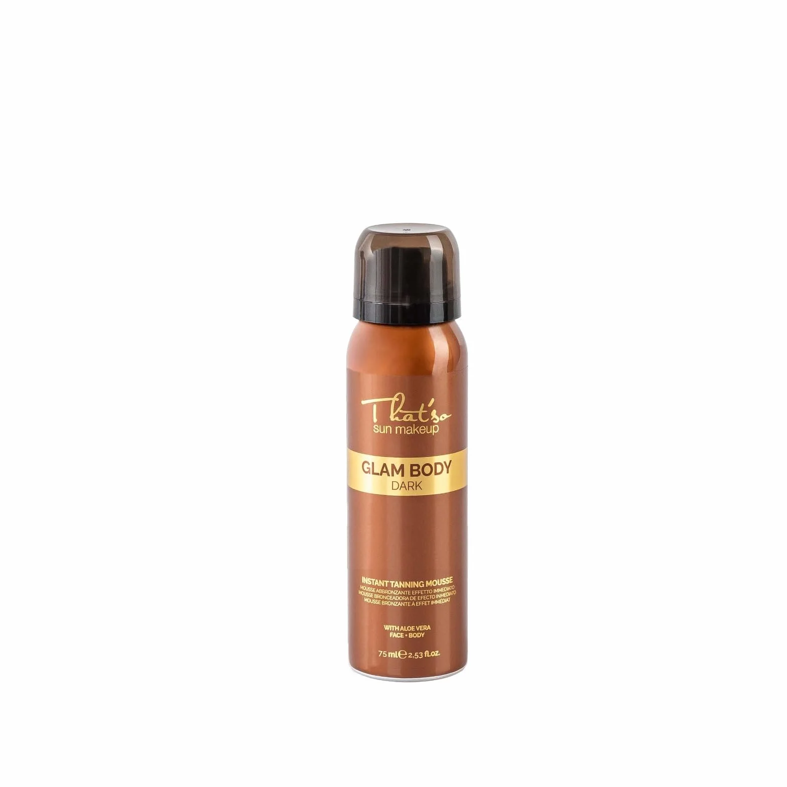 That'so Travel Size - Glam Body Dark - Mousse Tan Autobronzante pour le Visage et le Corps - avec DHA et Aloe Vera - Bronzage Instantané Naturel Bronze - 75 Ml