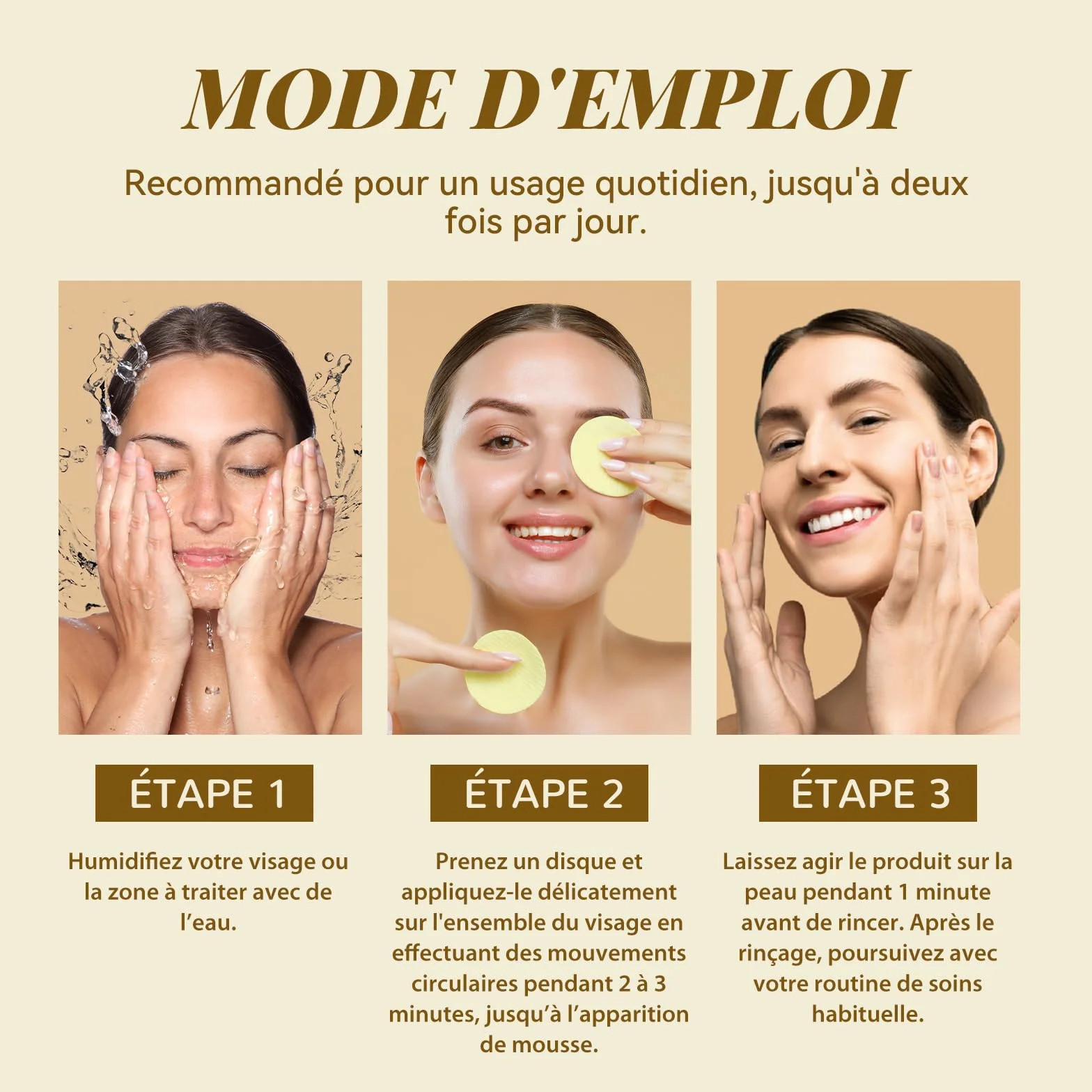 ANAiRUi Tampons Nettoyants Exfoliants Acide Kojique Curcuma Niacinamide Acide Salicylique Traitement Facial Nettoyant Profondeur Réduction Acné Sébum 50 Pièces