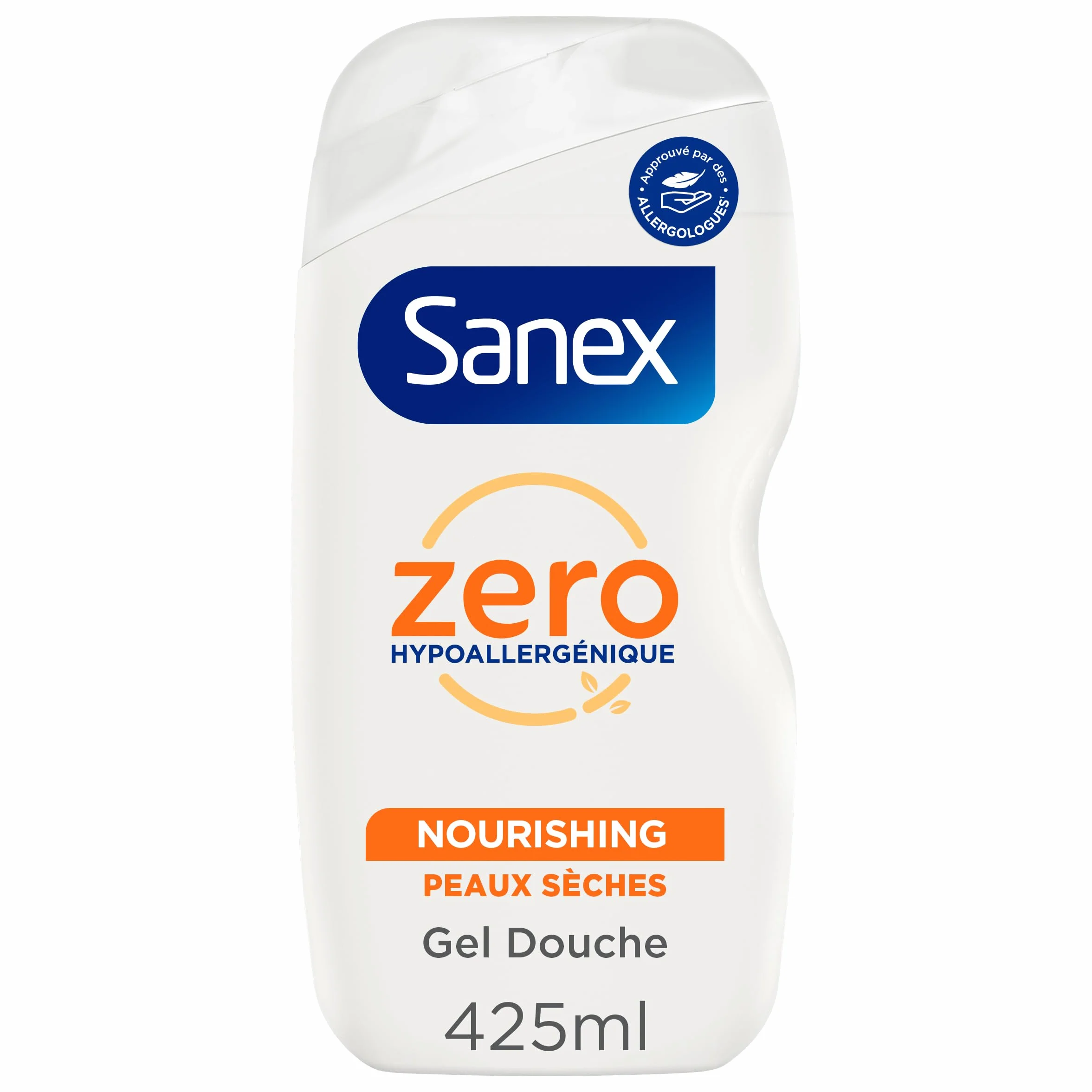SANEX Gel Douche Zero% Nourissant Peaux sèches Hypoallergénique 425ml