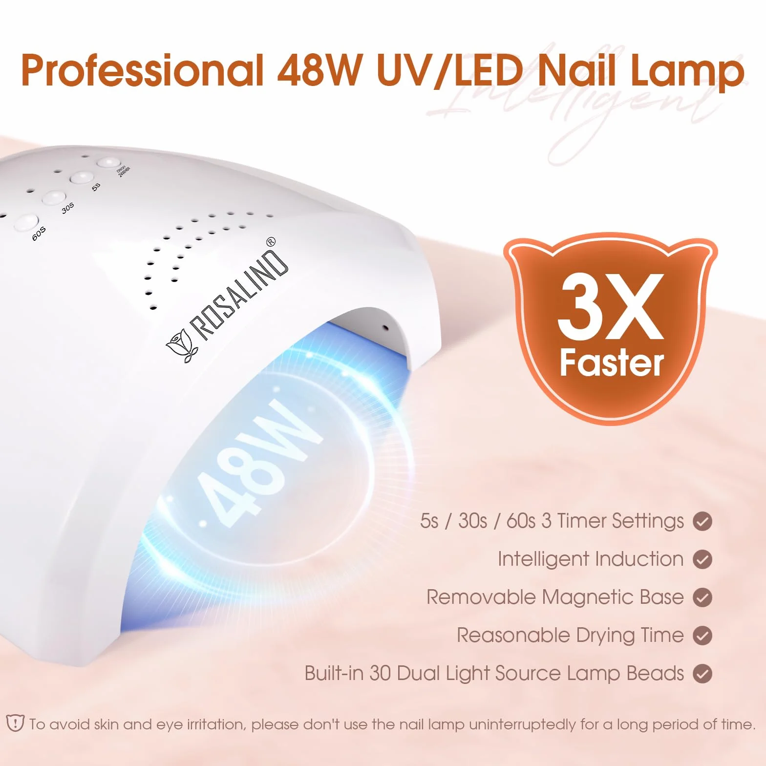 ROSALIND 48W Lampe UV Gel Ongle Kit Complet 14 Couleurs avec Lime Électrique Base et Top Coat