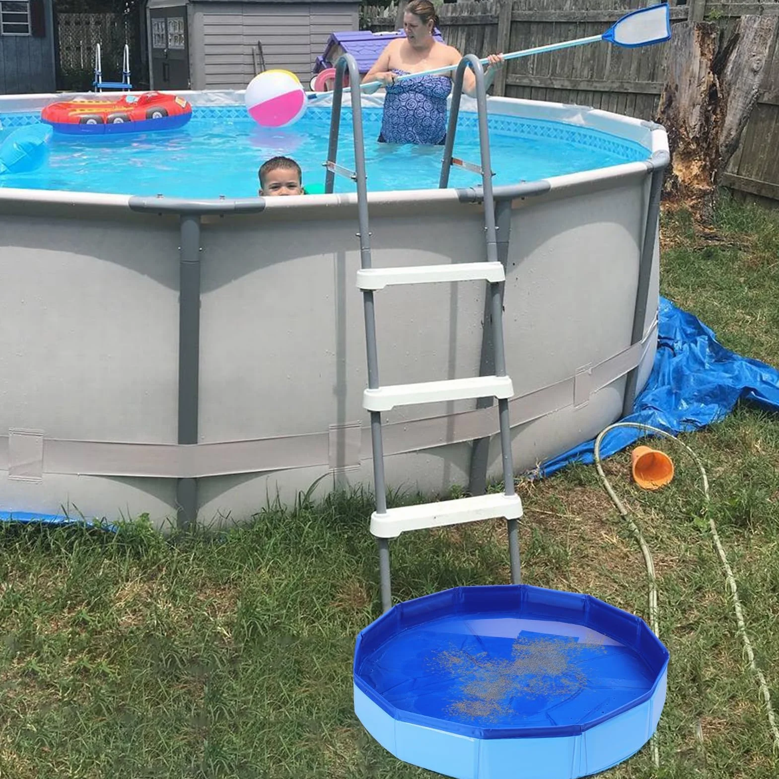 Bassin Pédiluve Pliable pour Piscine, Receveur Bain de Pieds