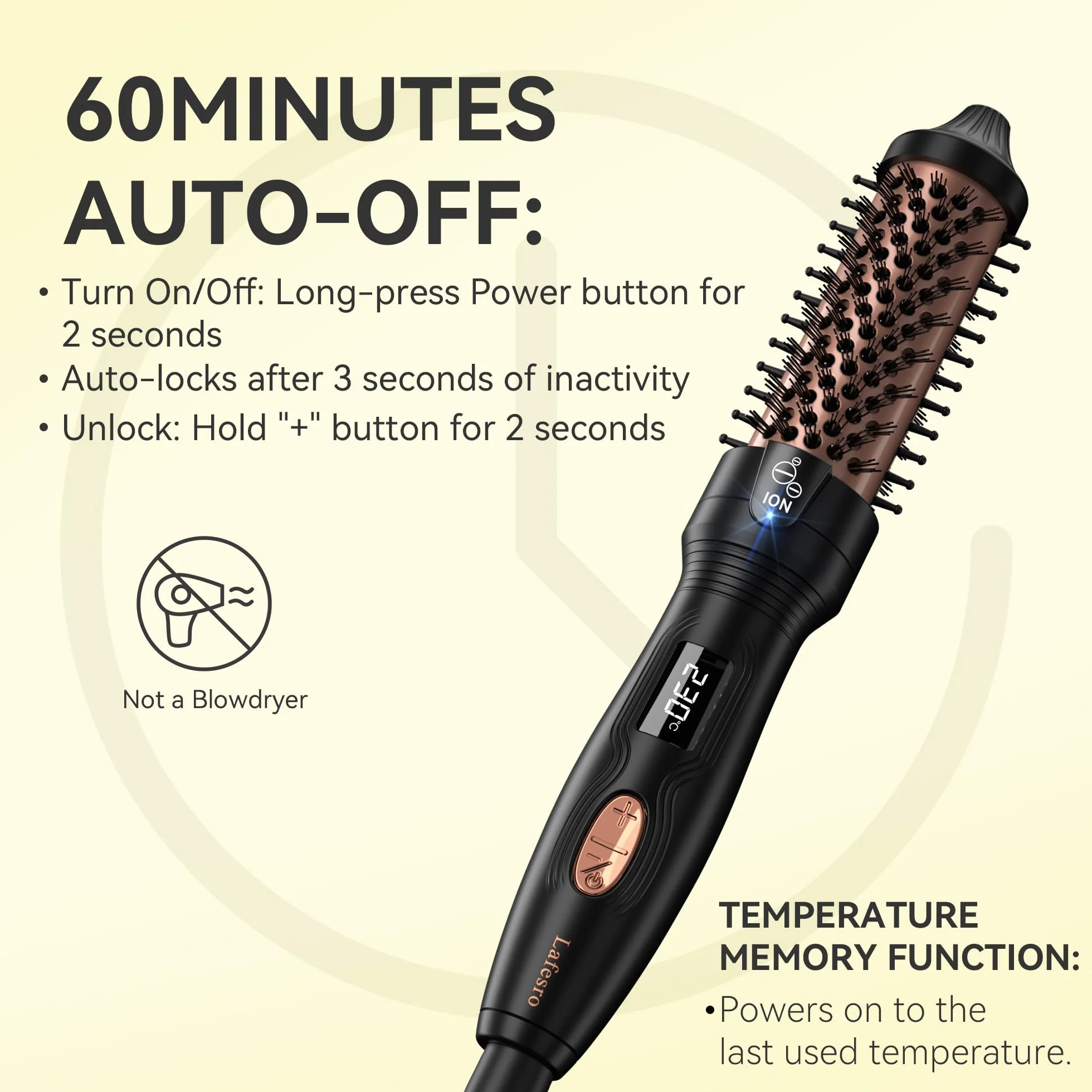 Thermal Brush, 27mm Brosse Thermique Brushing, MINI brosse chauffante, Fer à boucler ionique en tourmaline céramique pour cheveux courts à mi-longs, Température réglable, Double tension, Noir