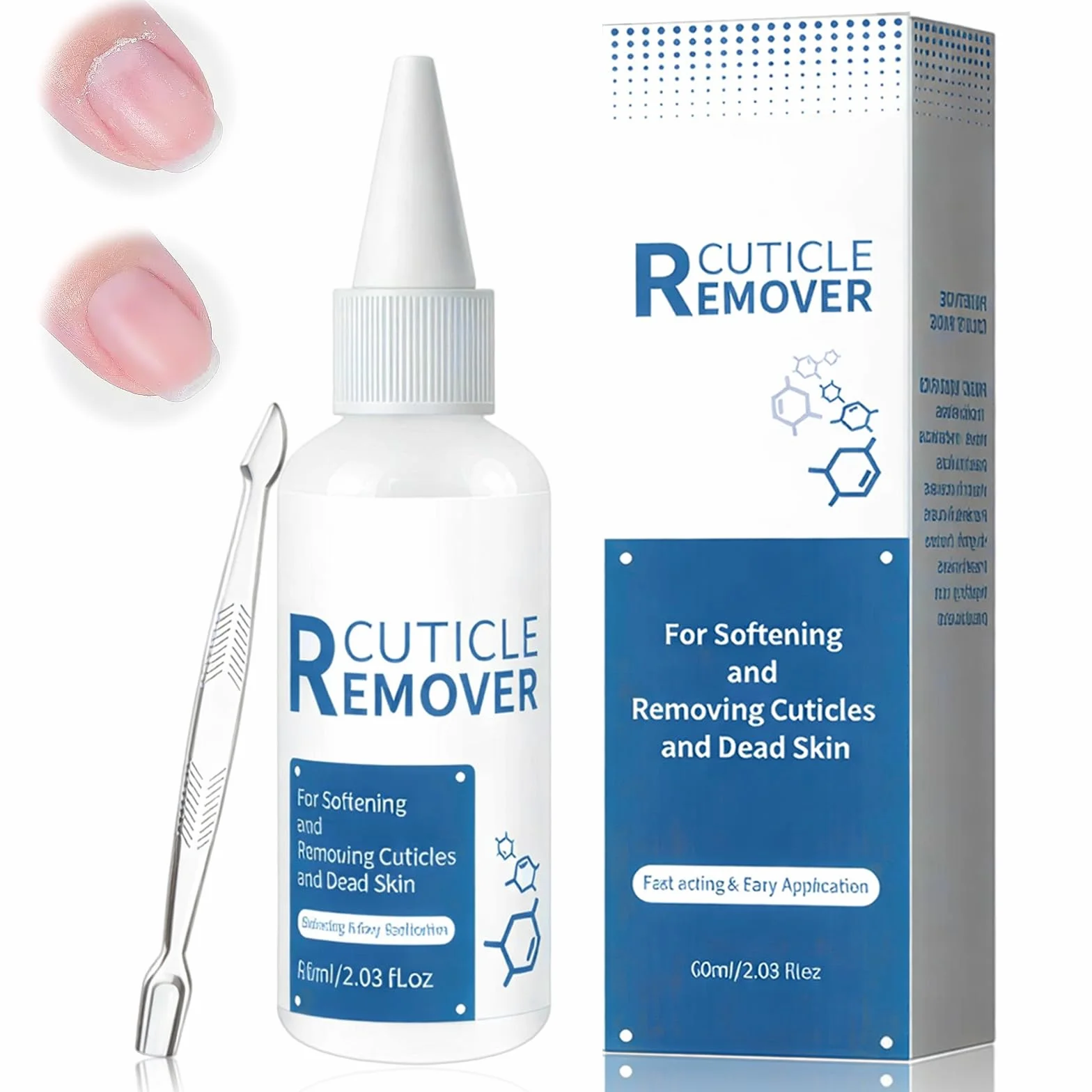 Eau Émolliente Pour Cuticules 60ml, Cuticle Élimine Gel, Assouplit et Hydrate les Peau des doigts