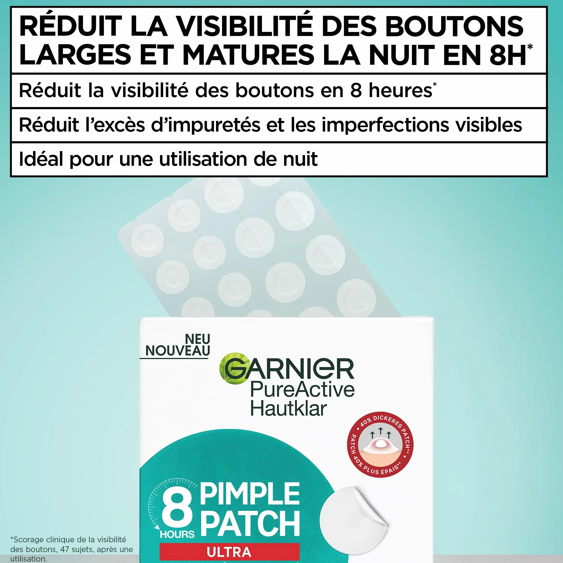 GARNIER PureActive Ultra Pimple Patch Anti-Imperfections 22 Patchs 2 Tailles