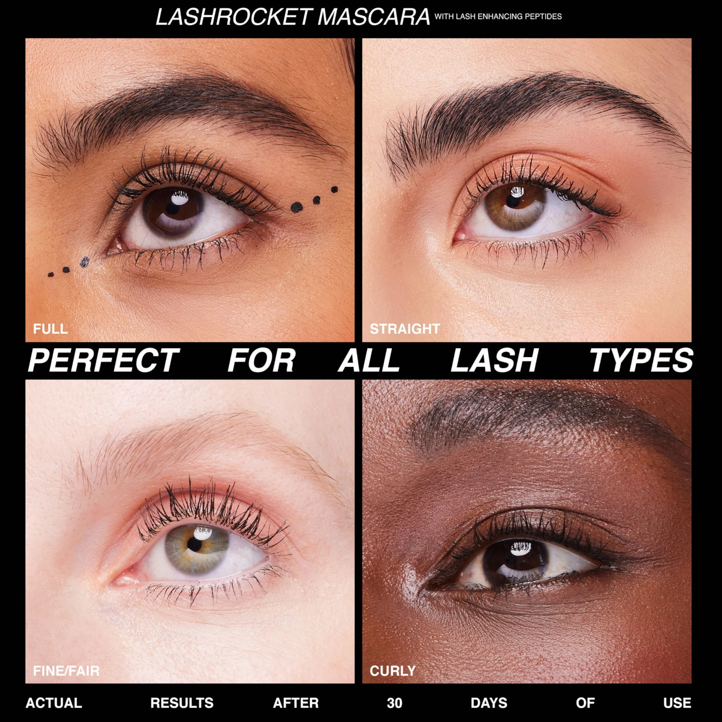 Freck Beauty Mascara Lashrocket avec des peptides de cils qui renforcent les cils, revitalisant et nutritif, les cils ont l'air plus épais, plus longs et plus forts à chaque application. Couleur