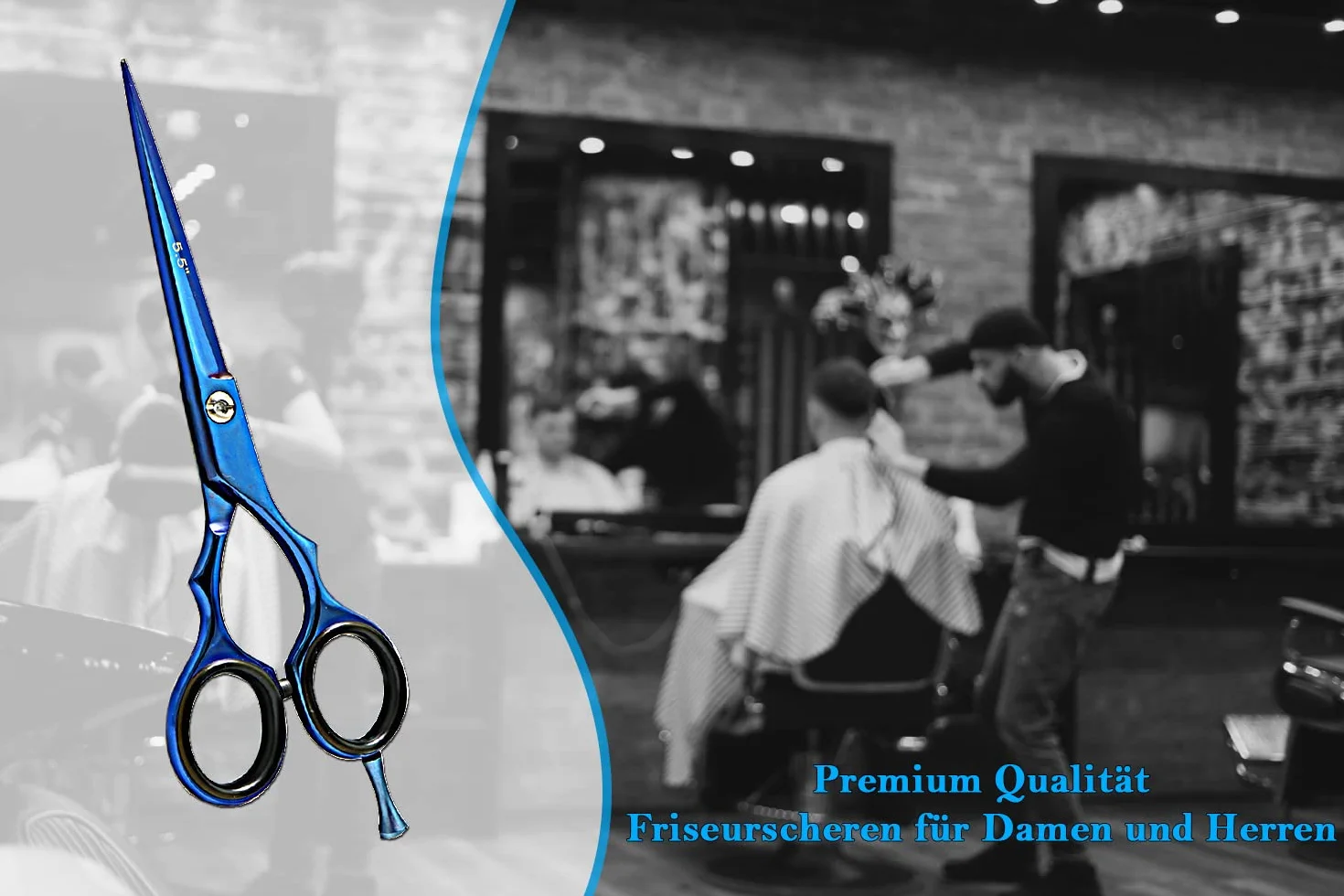 SMI - Ciseaux Coiffure Professionnel 5,5 Pouce Ciseau Coiffeur En Acier Inoxydable Ciseaux Cheveux Ciseaux De Coupe Cheveux pour salon Hommes Femmes et Enfants - Bleu - Razor Edge Blade