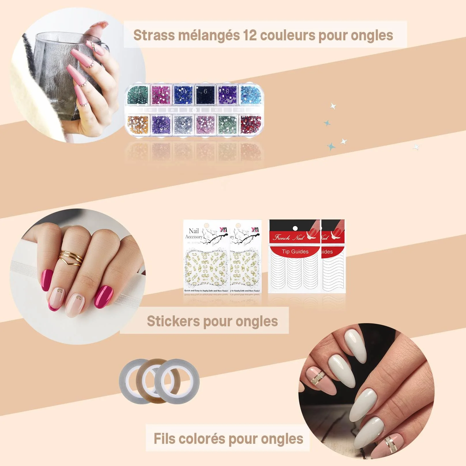 Kit Vernis Semi Permanent Phoenixy 12 Couleurs 8 ml avec Lampe UV 36W Base et Top Coat Complet
