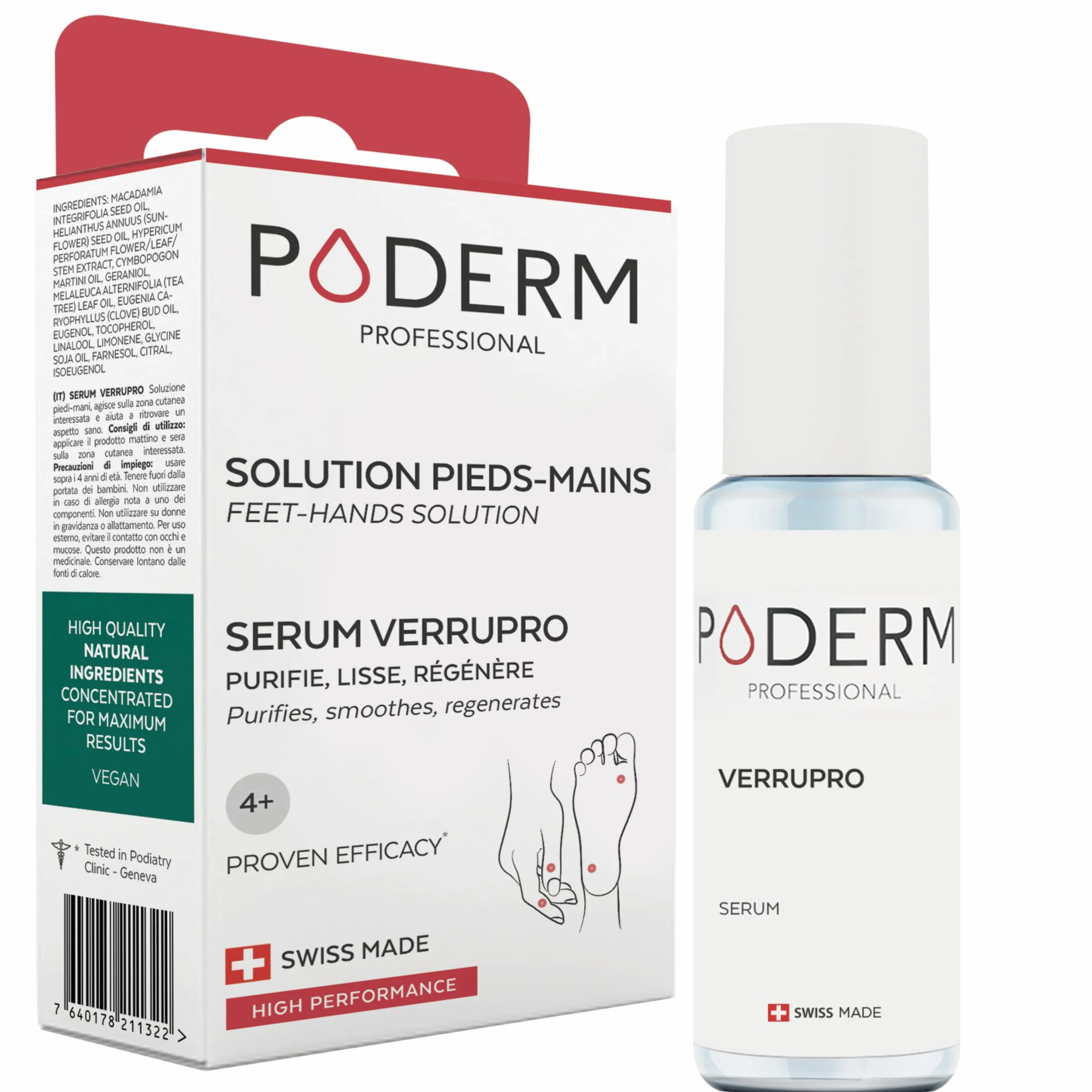 PODERM VERRUPRO SOLUTION PIEDS-MAINS Huile Sérum 100% Naturels Swiss Made