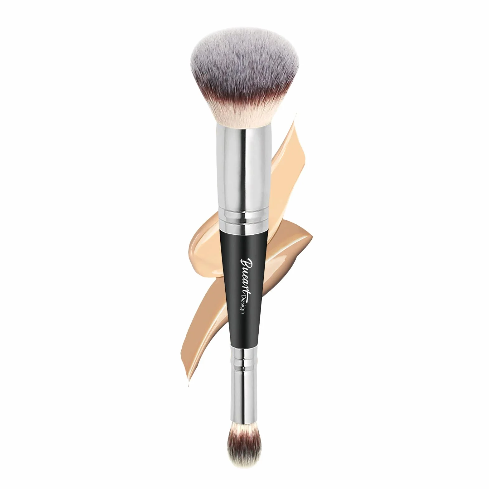 Pinceau de maquillage pour application de fond de teint, double extrémité avec poudre et pinceaux biseautés