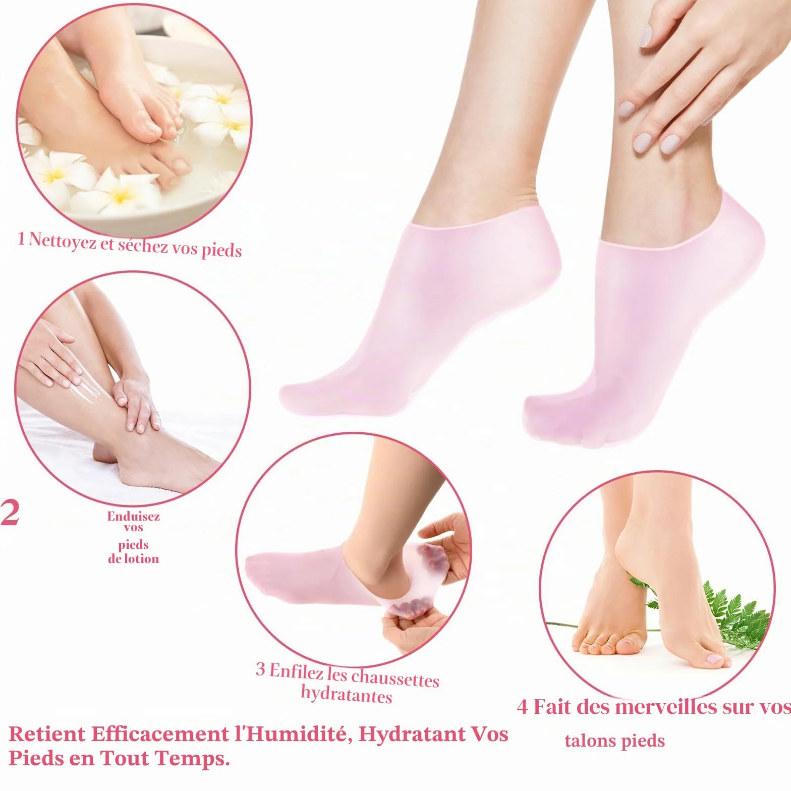 Chaussettes en silicone hydratantes pour femme, gel doux à l'aloès, chaussettes de pédicure spa
