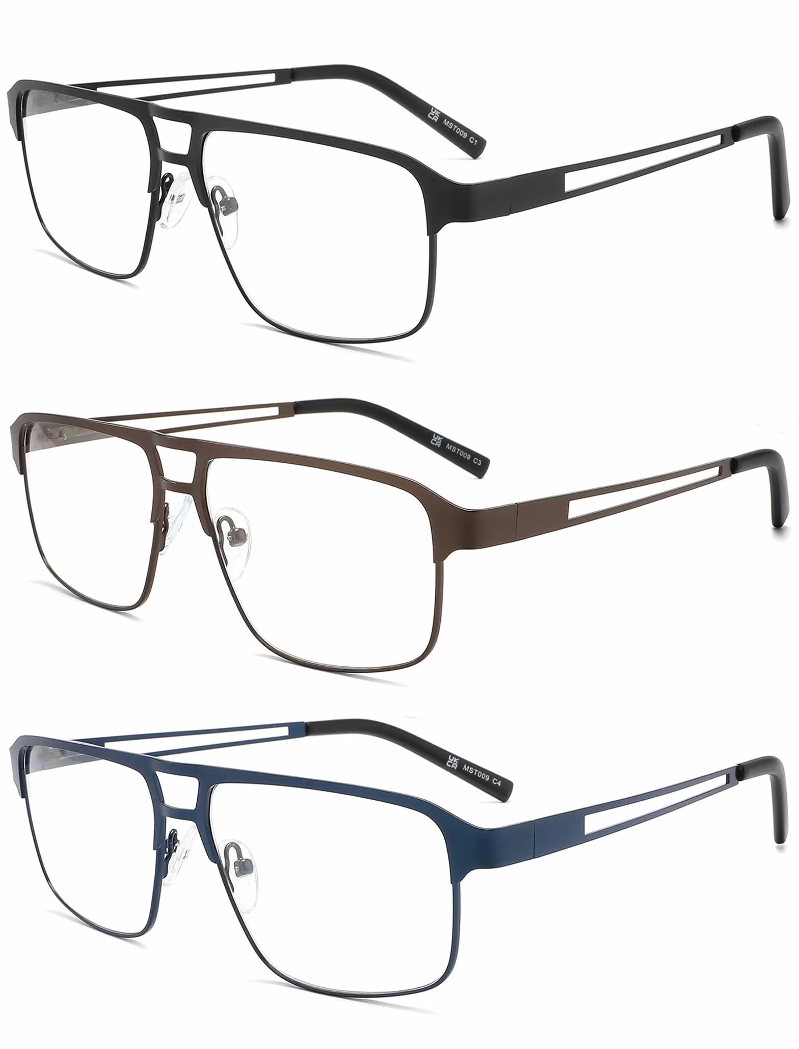 MODFANS 3 Paire Lunettes Lecture Anti Lumiere Bleue Monture Rectangle Metal
