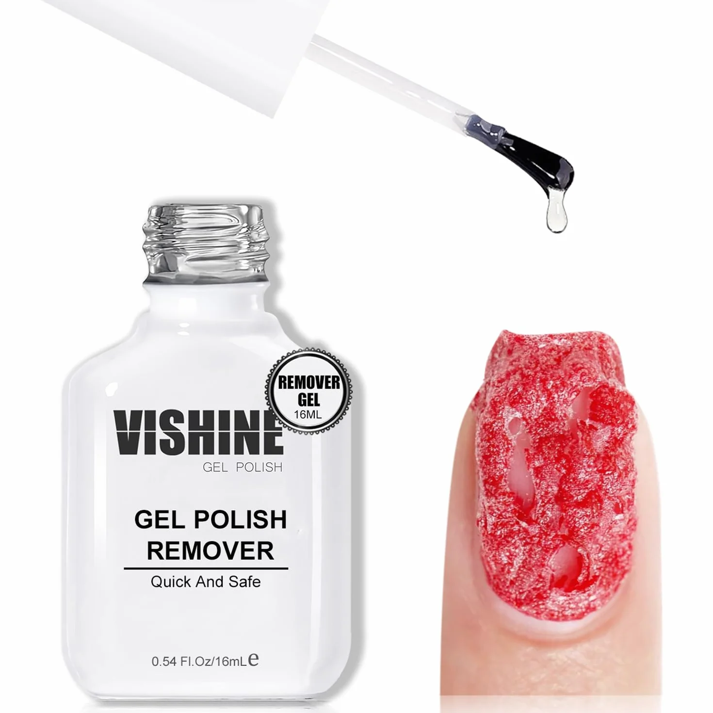 Vishine Dissolvant pour Vernis Gel Semi Permanent – Retrait Rapide 3-5 Minutes, 16 ml