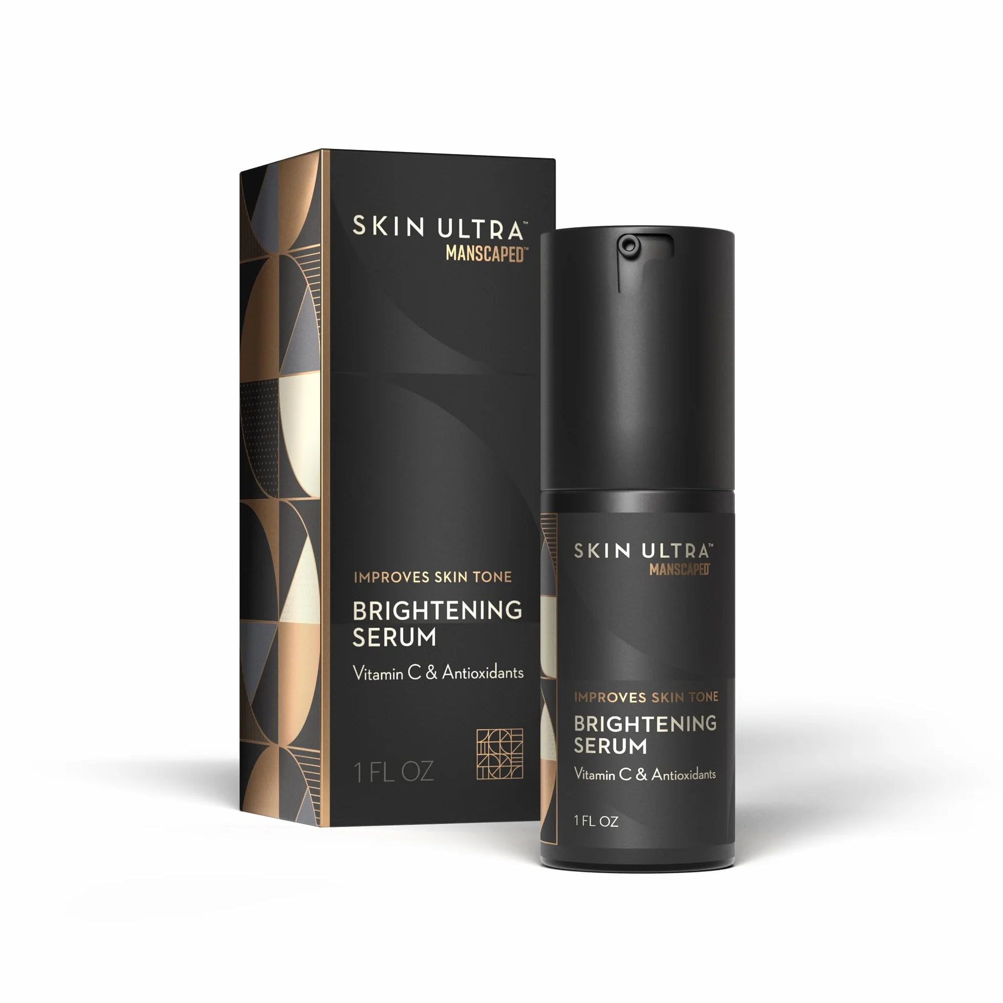 MANSCAPED® Skin Ultra™ Sérum Éclat Visage - Sérum à la Vitamine C pour Homme, Formulé pour Unifier le Teint et Atténuer l'Apparence des Rides, Enrichi en Racine de Réglisse et Niacinamide, 30 ml