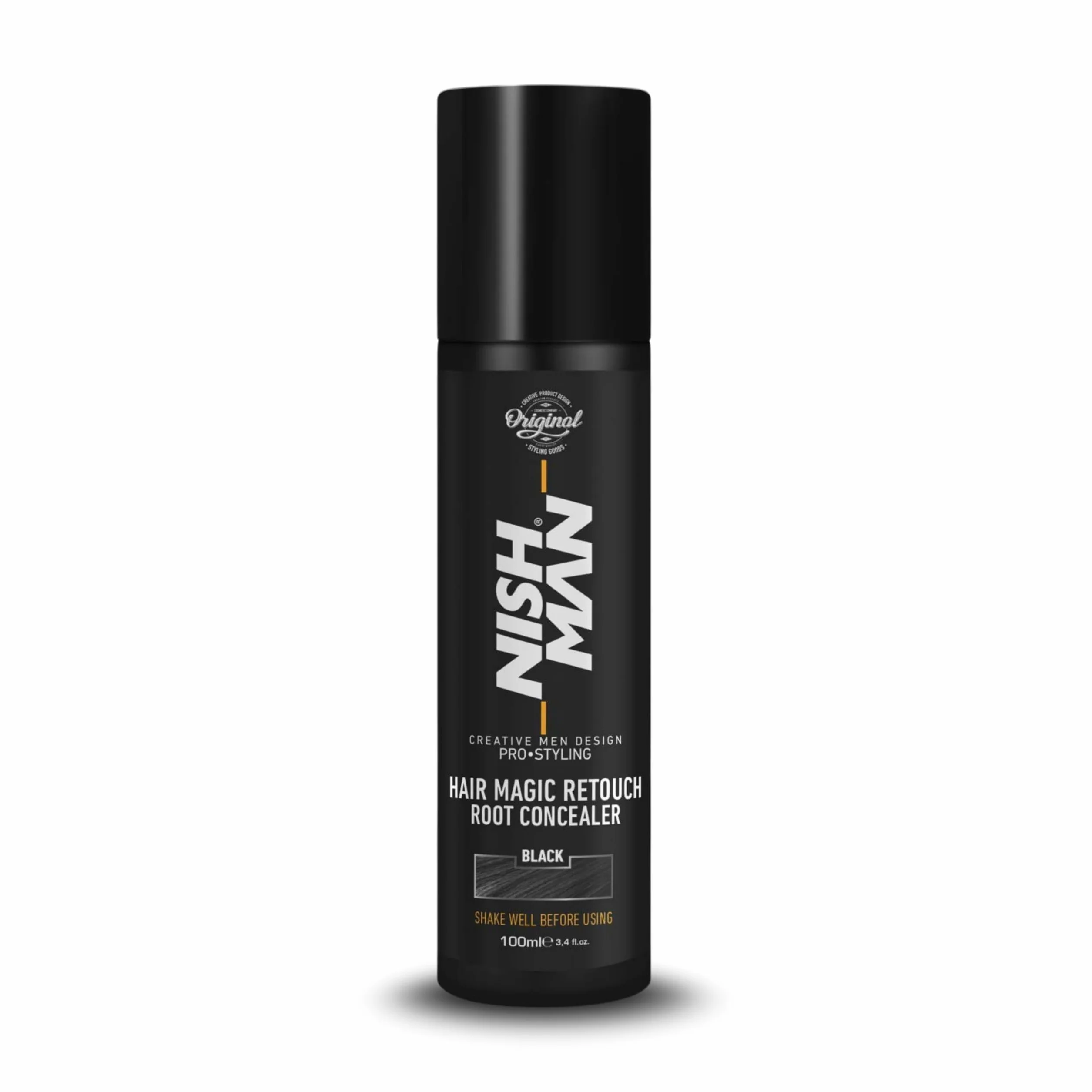 NISHMAN Magic Retouch Correcteur de Racines - Noir 100ml - Couverture Instantanée des Cheveux Gris & Rafraîchissement de la Couleur – Spray Capillaire Séchage Rapide et Longue Tenue