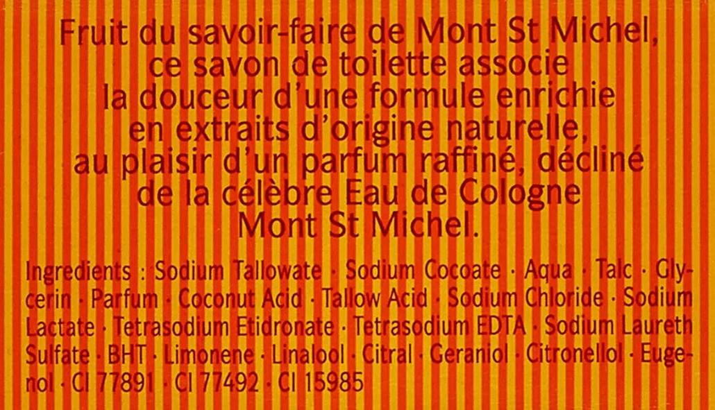 Mont St Michel - Savon Cologne Solide - Ambrée Authentique - 125 g- Lot de 8