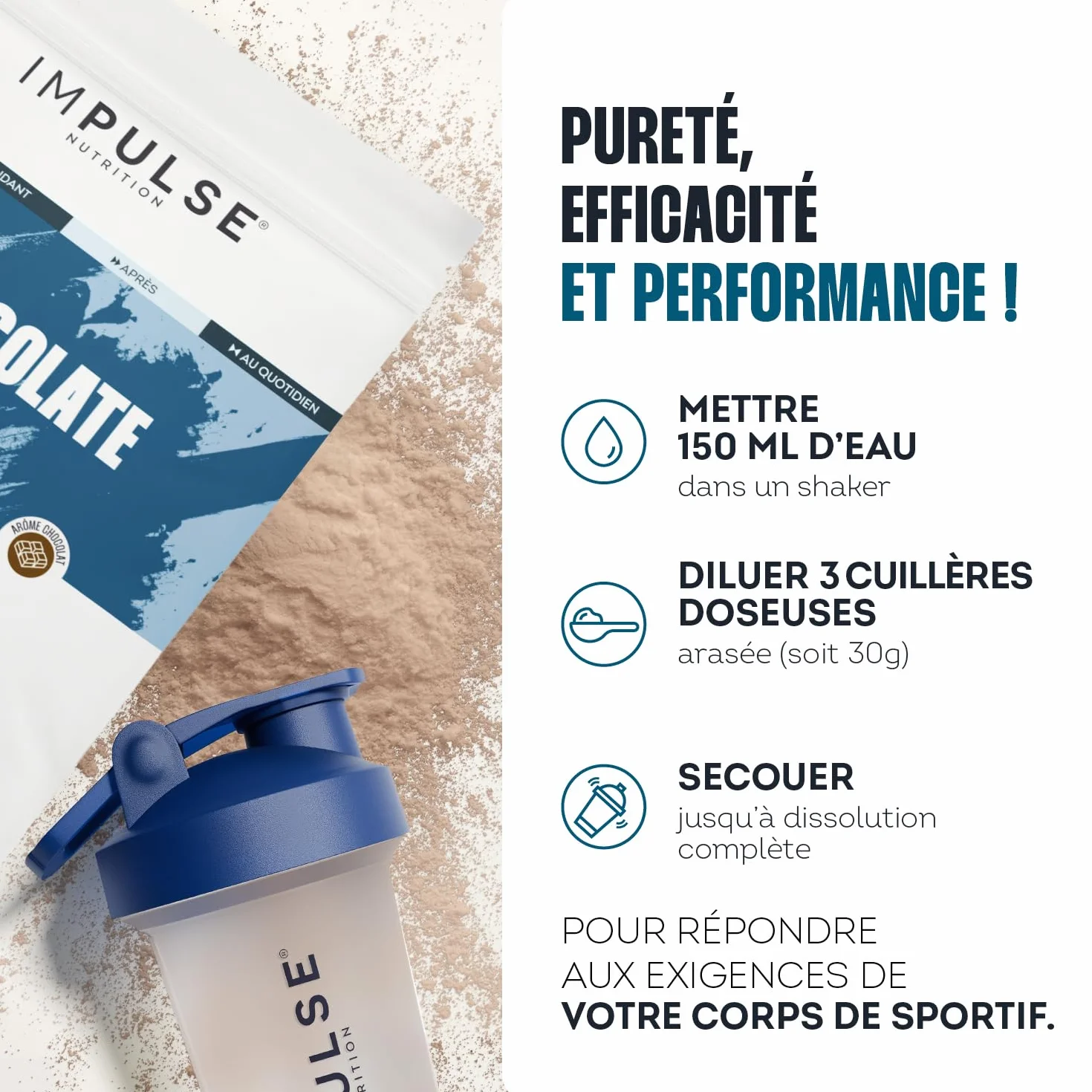 Impulse Nutrition Whey Isolate Chocolat 24g Protéines 750g Fabriqué en France