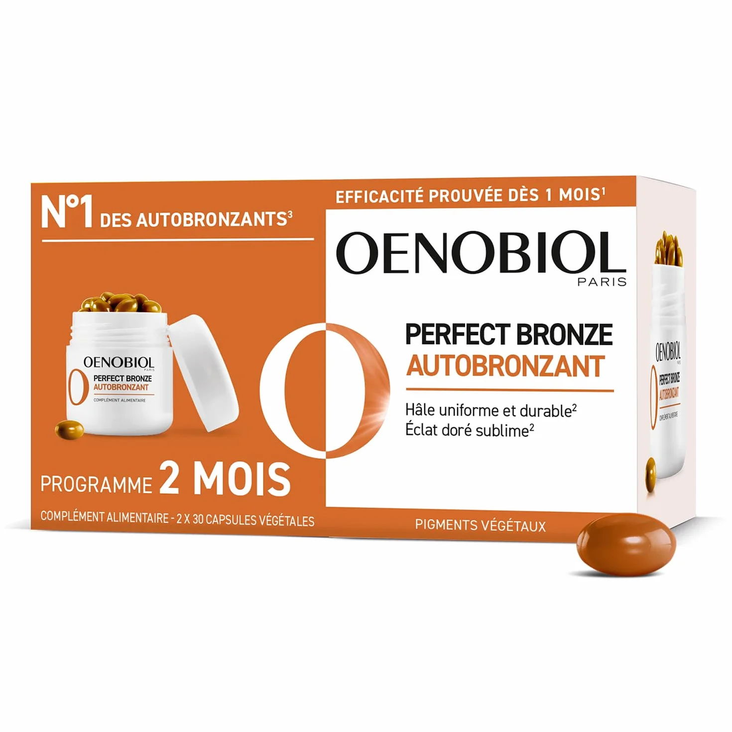 Oenobiol Autobronzant Perfect Bronze 5 Pigments 100% Origine Végétale Complément Alimentaire 2x30 Capsules