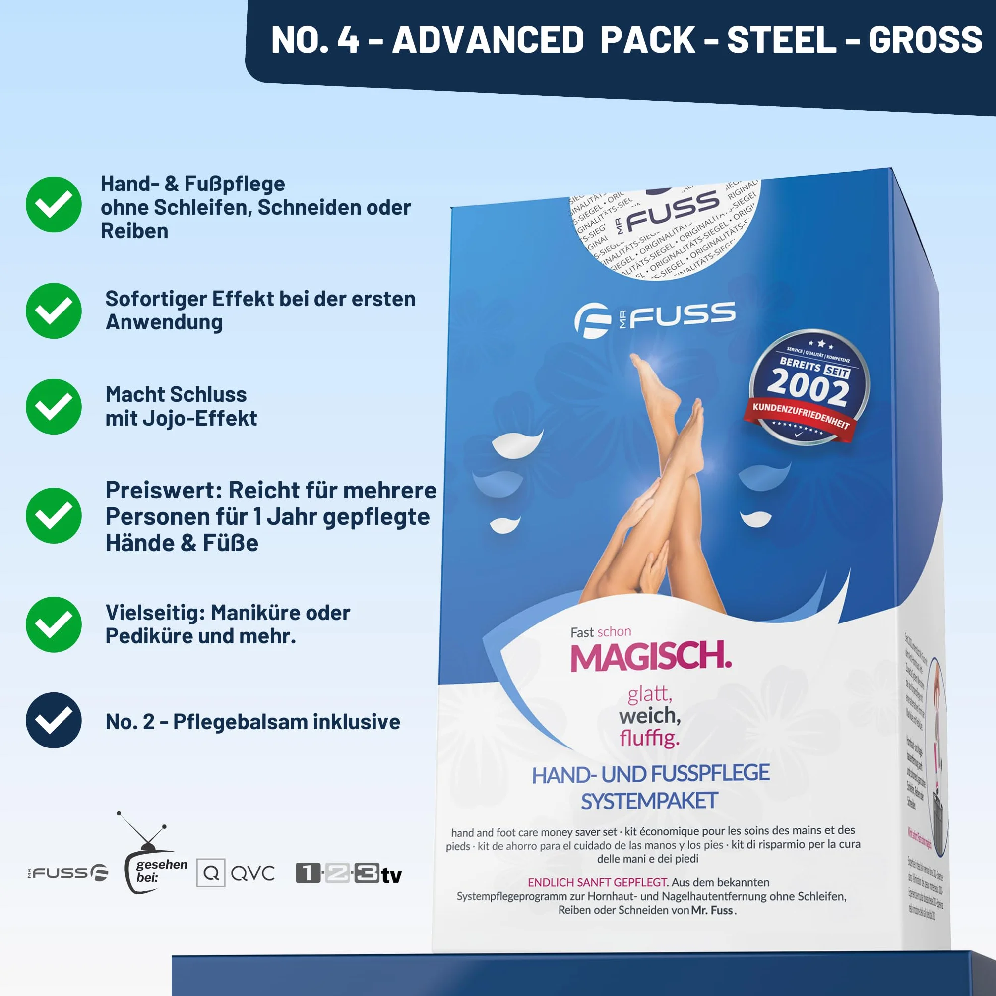Mr. Fuss Advanced Pack No. 4 Lot de 4 râpes à cuticules anti-callosités 500 ml Baume n° 2 200 ml