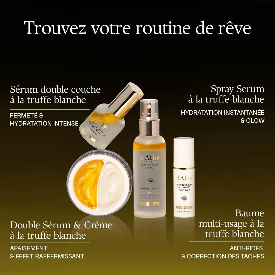 d'Alba Double Sérum à la Truffe Blanche Italienne Multi-Baume Tout-en-Un Soin de la Peau Végétalien Traitement 3-en-1 Baume des Yeux en Stick Soin Coréen