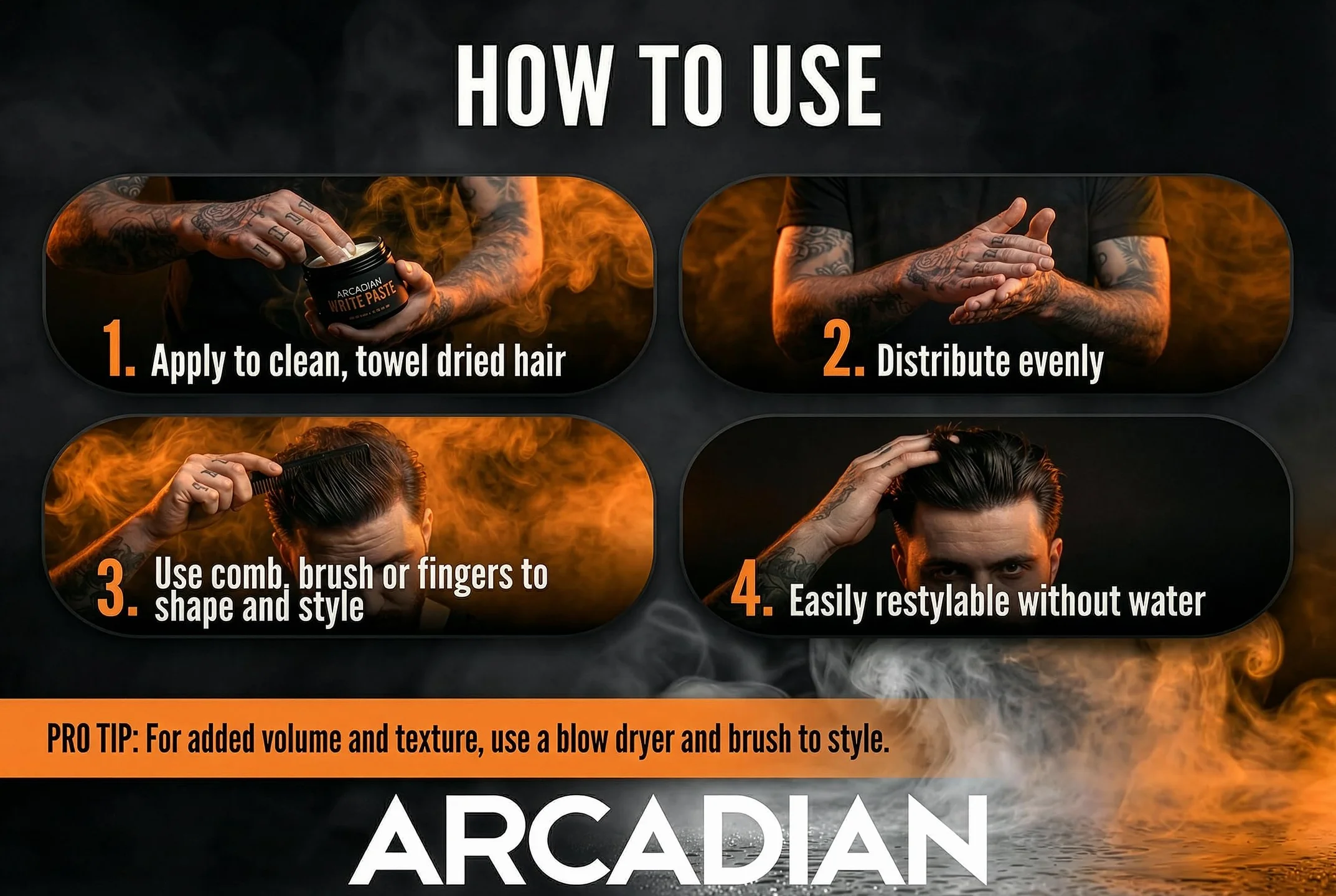 Arcadian Grooming Matte Clay Pomade Hair Styling Product for Men – Strong Hold, Matte Finish, Natural Texture – Water Based Hair Clay – 113g