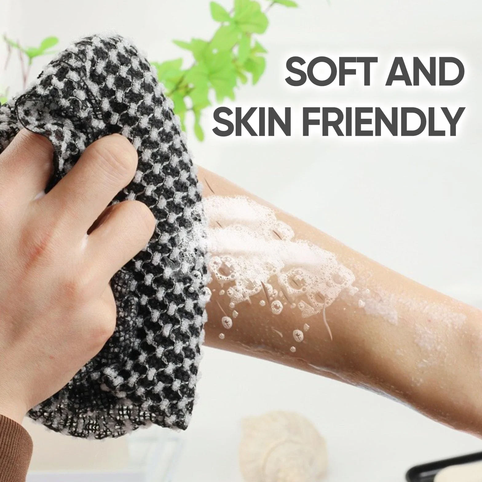 Serviette de Douche exfoliante Japonais 3 pièces Extra-Longue Peaux sensibles