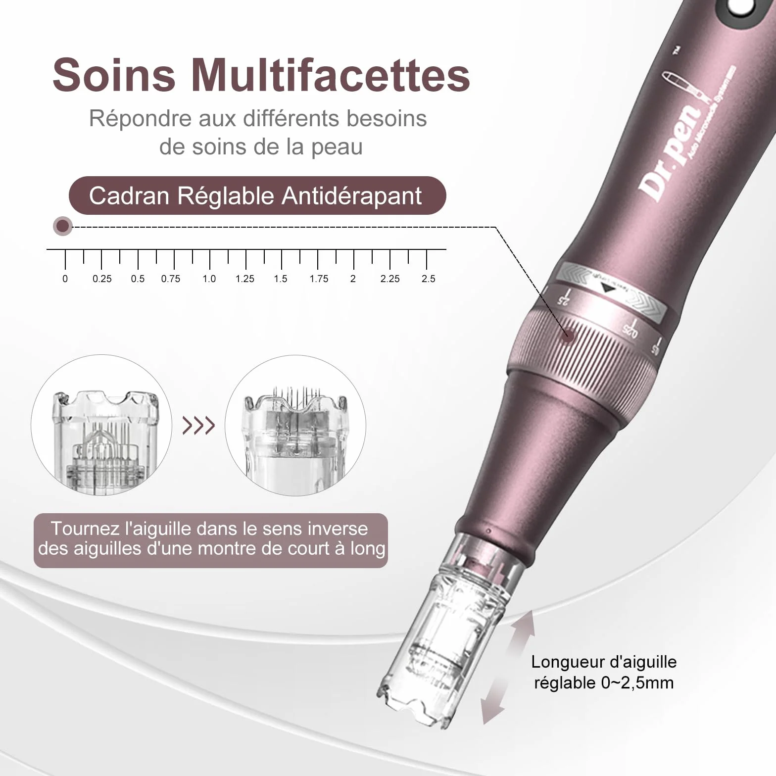 Dr.pen Ultima A10 Microneedling Pen - Dermapen Microneedling Professionnel Sans Fil Réglable pour le Visage, le Corps et la Croissance des Cheveux/Barbe avec 5 Cartouches - Meilleur Cadeau pour Femmes