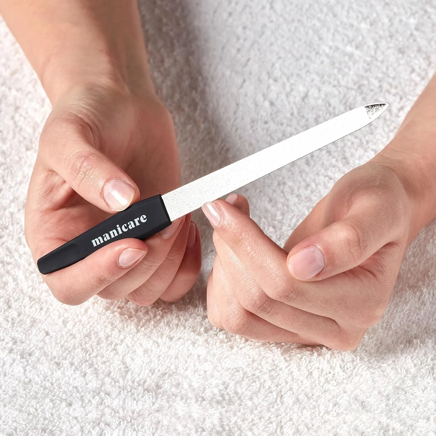 Manicare Lime à ongles saphir double face gros et fin métallique durable avec étui de protection manucure pédicure