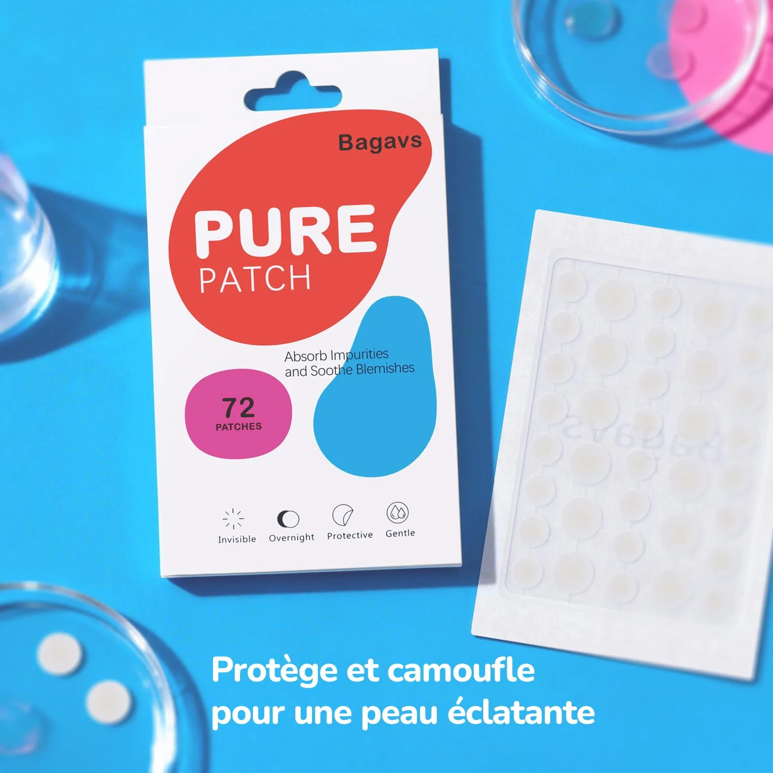 Patch Bouton Invisible Nuit & Jour Soin Visage Absorbe Impuretés Lisse Peau Technologie Hydrocolloïde Acide Salicylique 72 Patchs